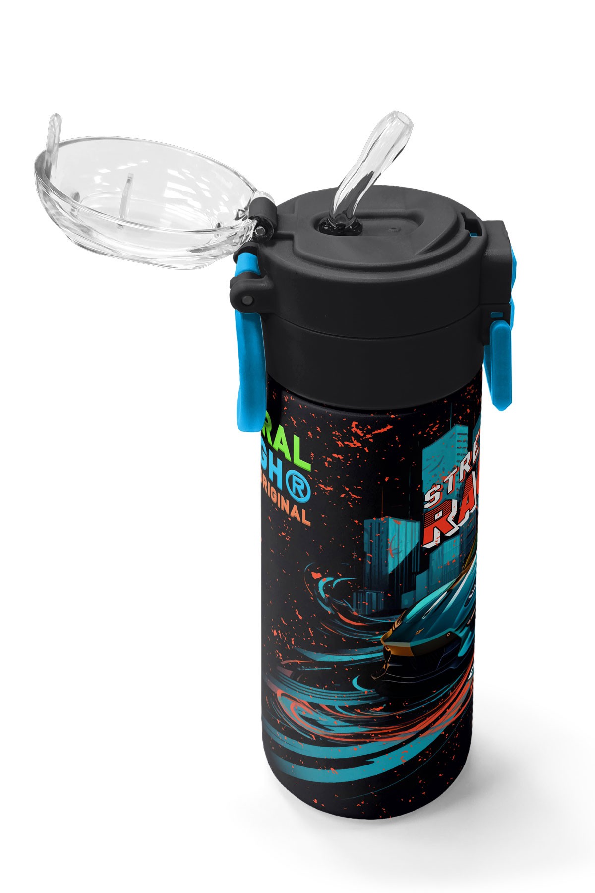 Coral High Kids Nefti Yarış Arabası Desenli Pipetli ve Direkt İçim Çelik Termos 500 ml 31966
