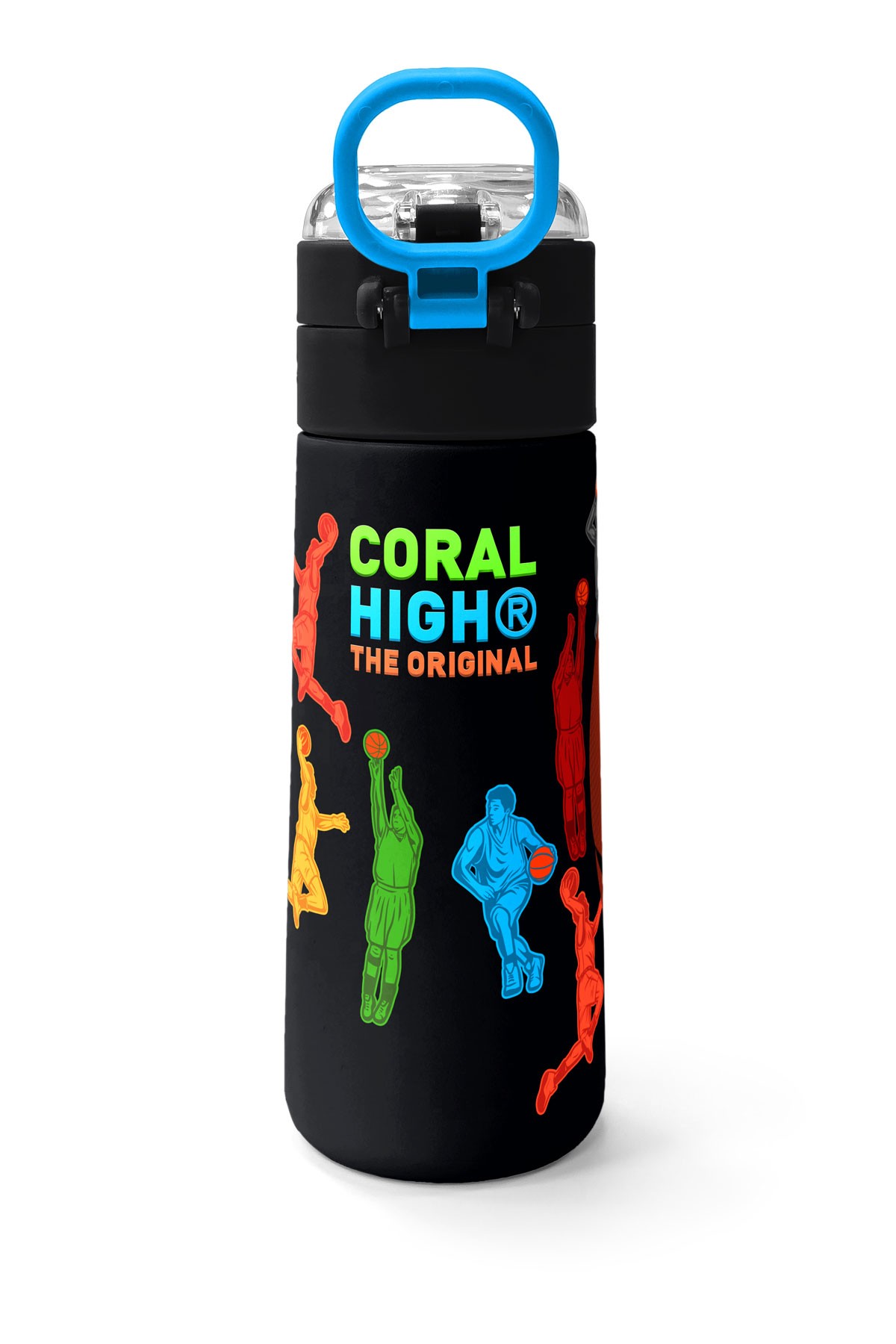 Coral High Kids Siyah Basketbol Desenli Pipetli ve Direkt İçim Çelik Termos 500 ml 31795