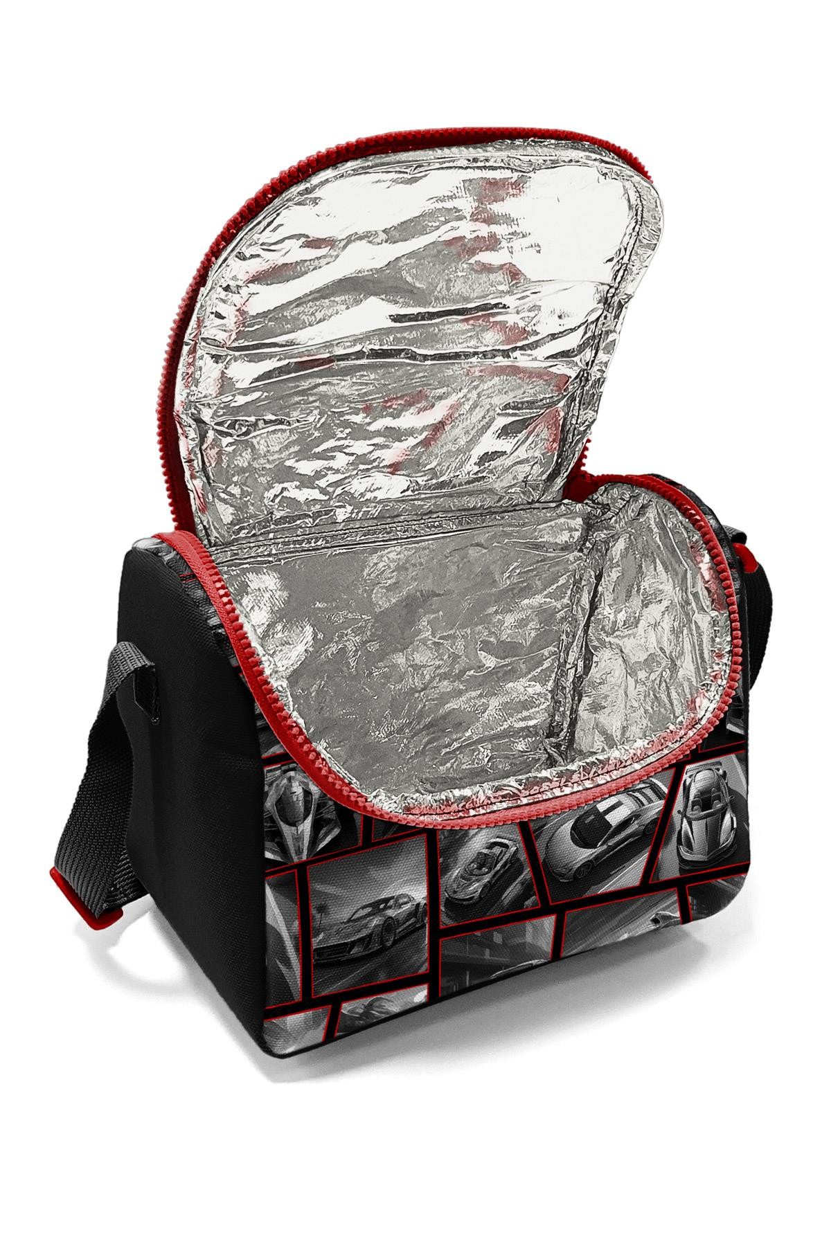 Coral High Kids Siyah Kırmızı Araba Desenli Thermo Beslenme Çantası 12790