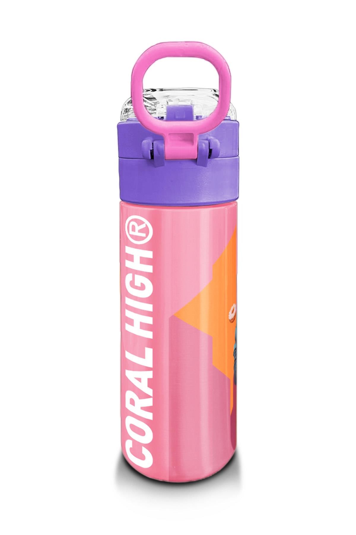 Coral High Kids Pembe Mercan Fashion Girl Desenli Pipetli ve Direkt İçim Çelik Termos 500 ml 31869
