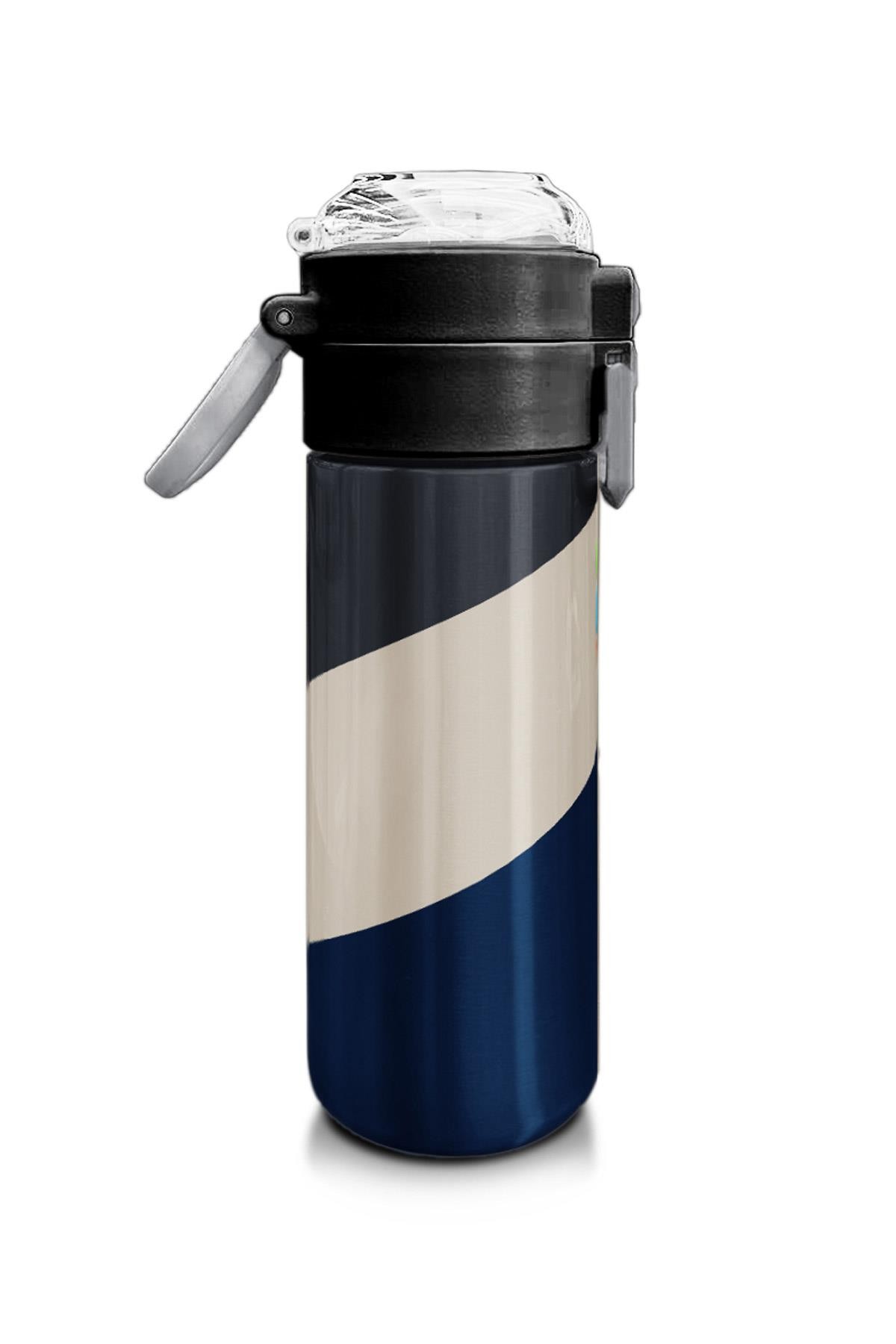 Coral High Kids Lacivert Koyu Gri Bej Desenli Pipetli ve Direkt İçim Çelik Termos 500 ml 31893
