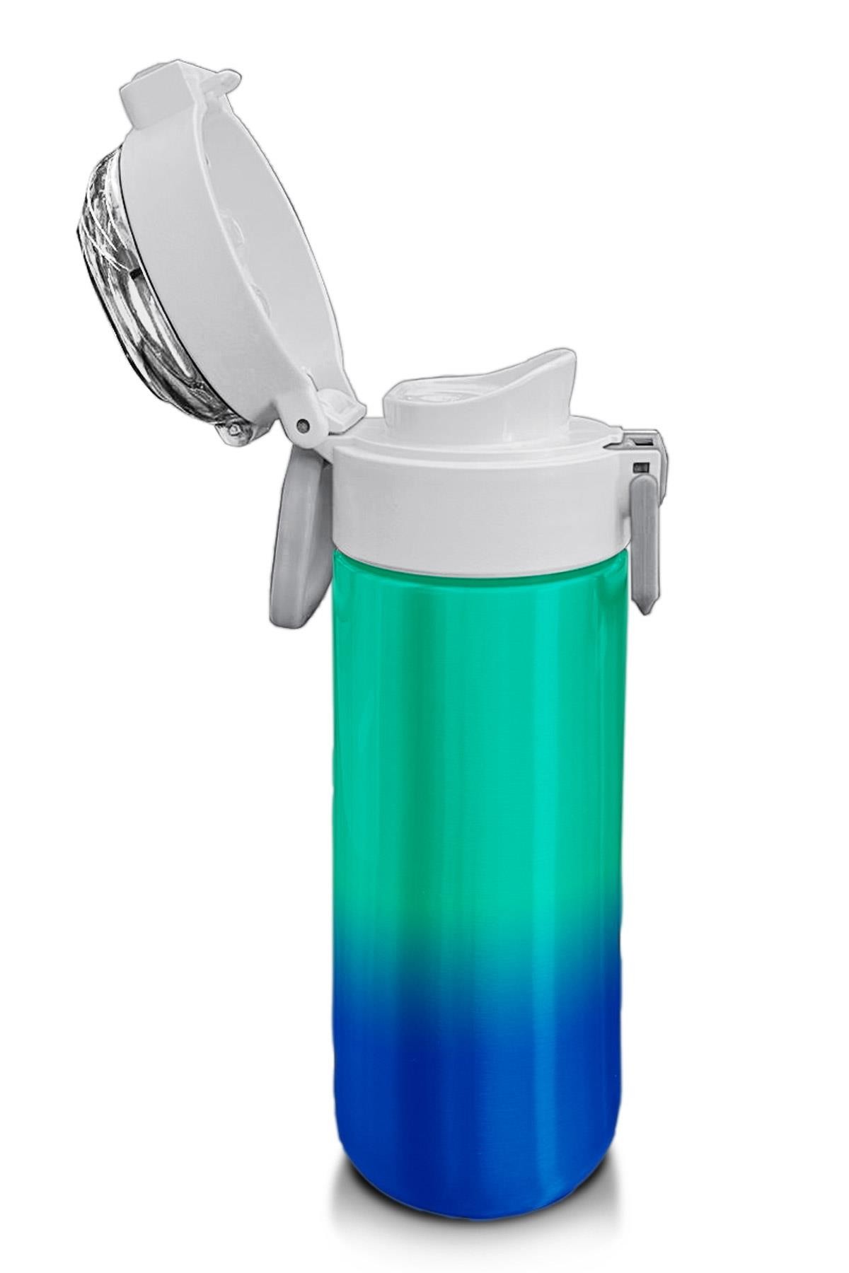 Coral High Kids Yeşil Saks Renk Geçişli Pipetli ve Direkt İçim Çelik Termos 500 ml 31839