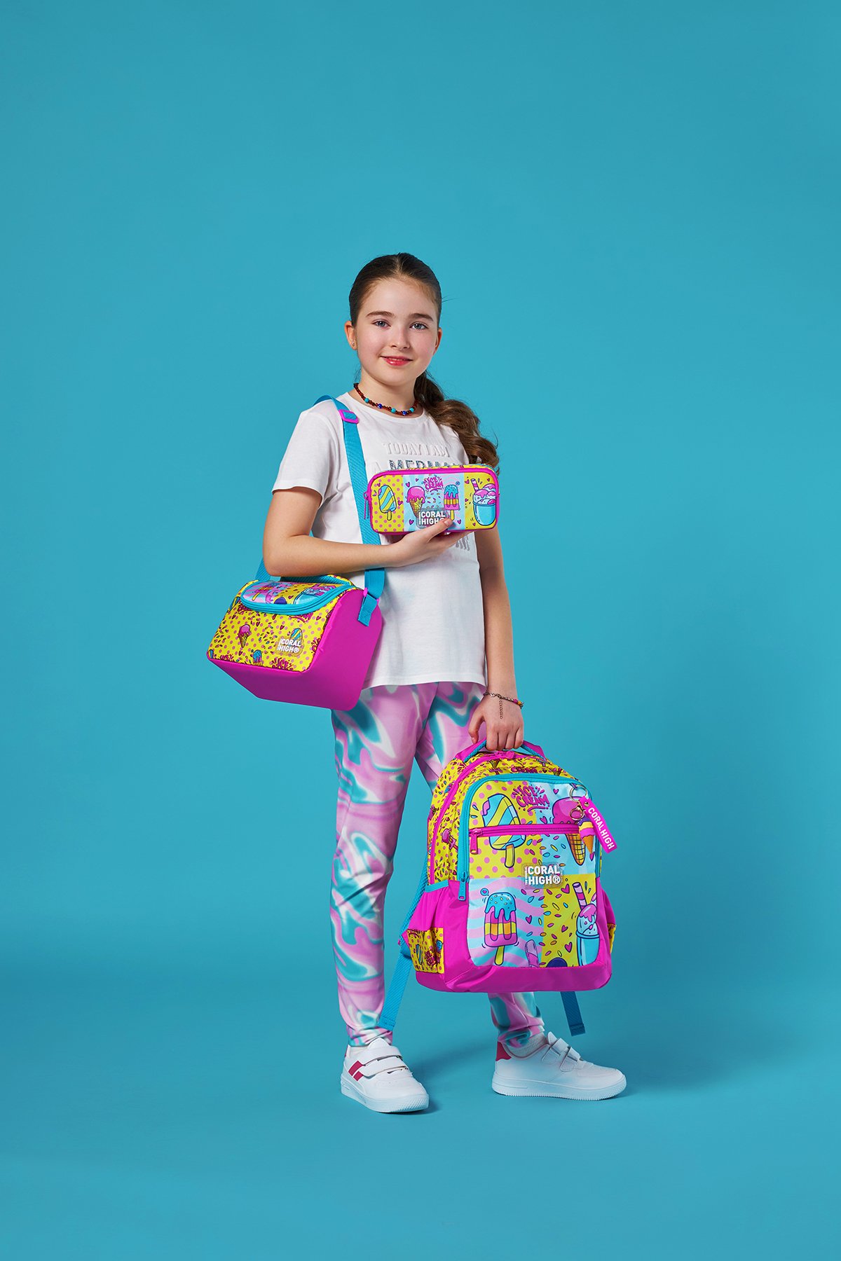 Coral High Kids Mixed Dondurma Desenli 3’lü Okul Çanta Seti SET0123645