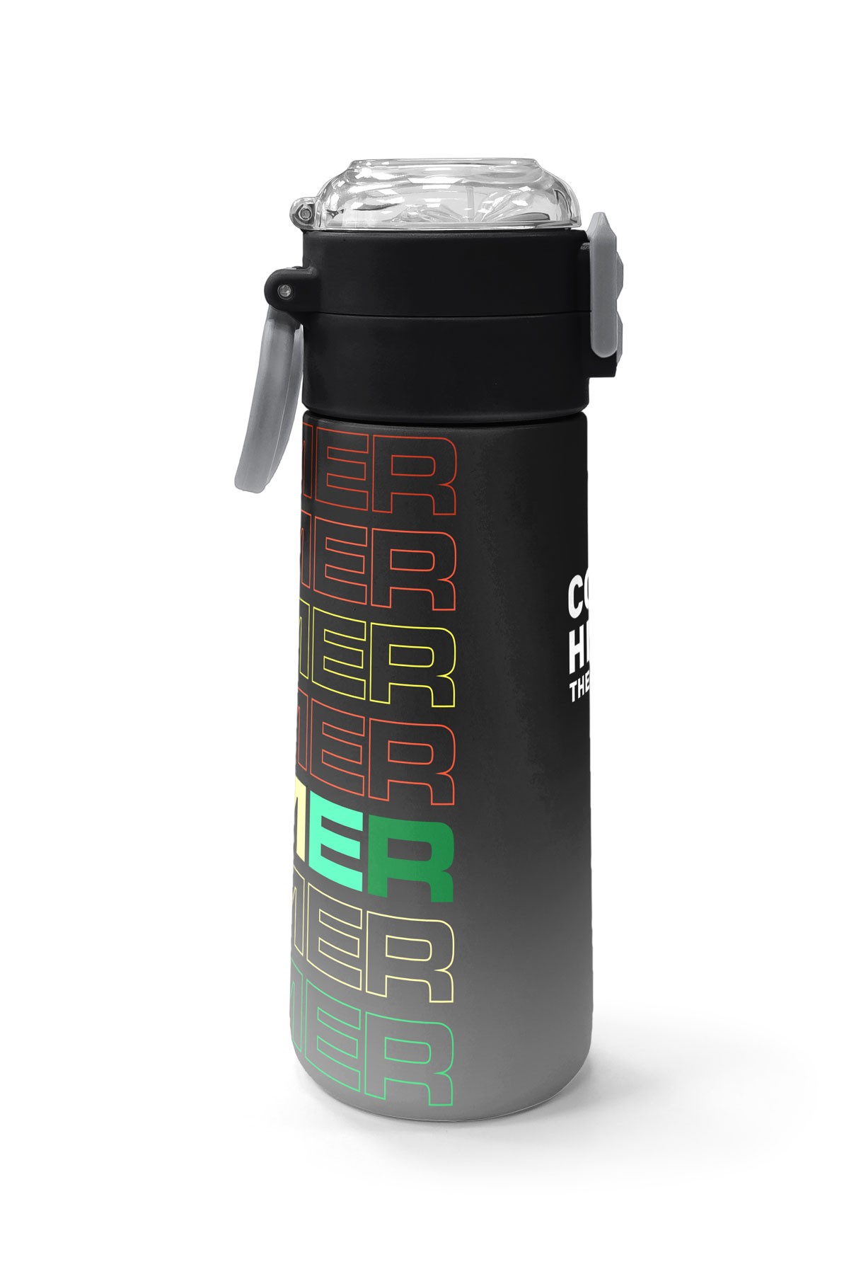 Coral High Kids Siyah Gri Gamer Desenli Pipetli ve Direkt İçim Çelik Termos 500 ml 31853
