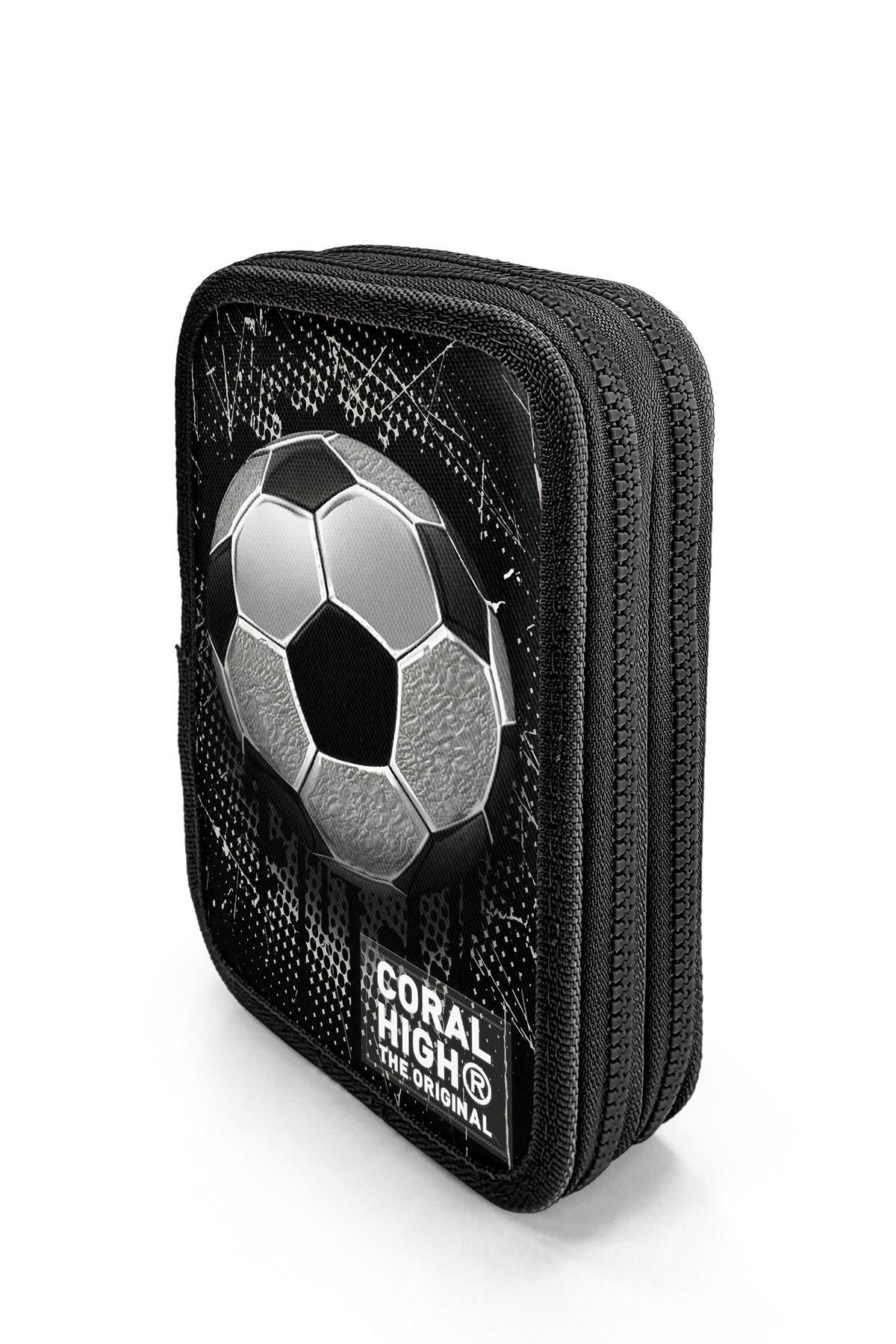 Coral High Kids Futbol Desenli Çift Katlı Kalem Çanta 11153  