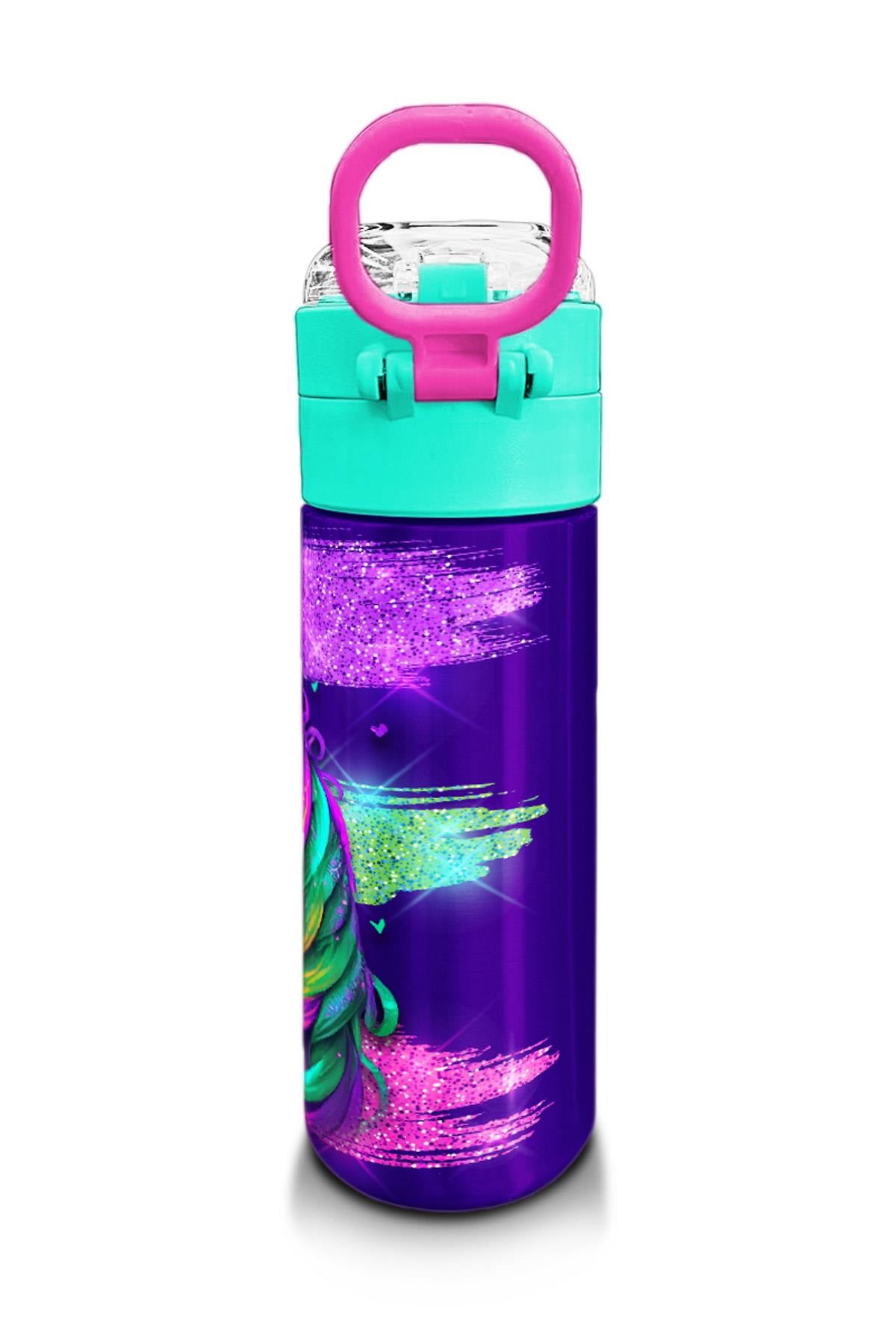Coral High Kids Pembe Su Yeşili Unicorn Desenli Pipetli ve Direkt İçim Çelik Termos 500 ml 31959