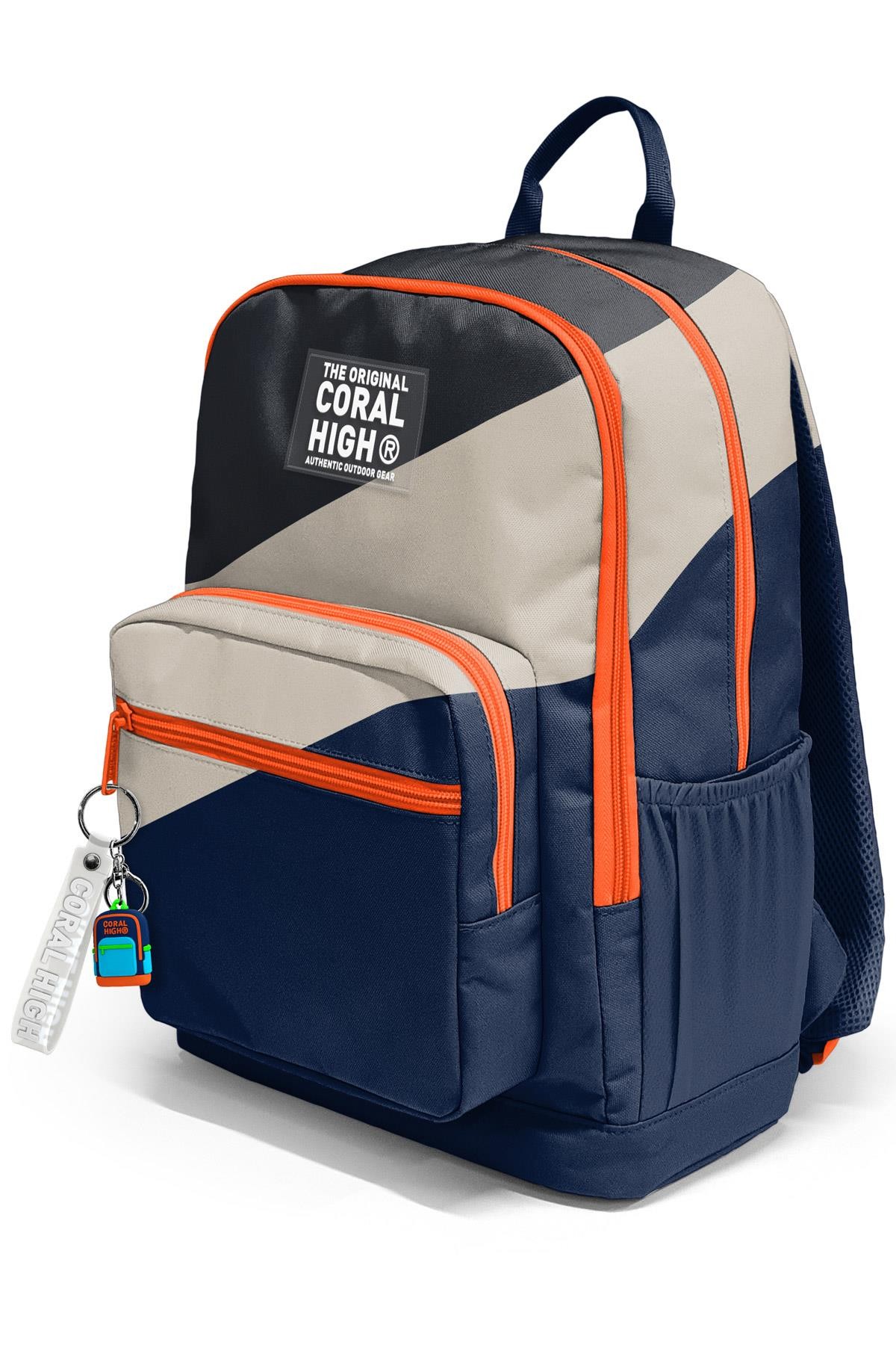 Coral High Lacivert Koyu Gri Bej Renkli Okul Sırt Çantası 23693