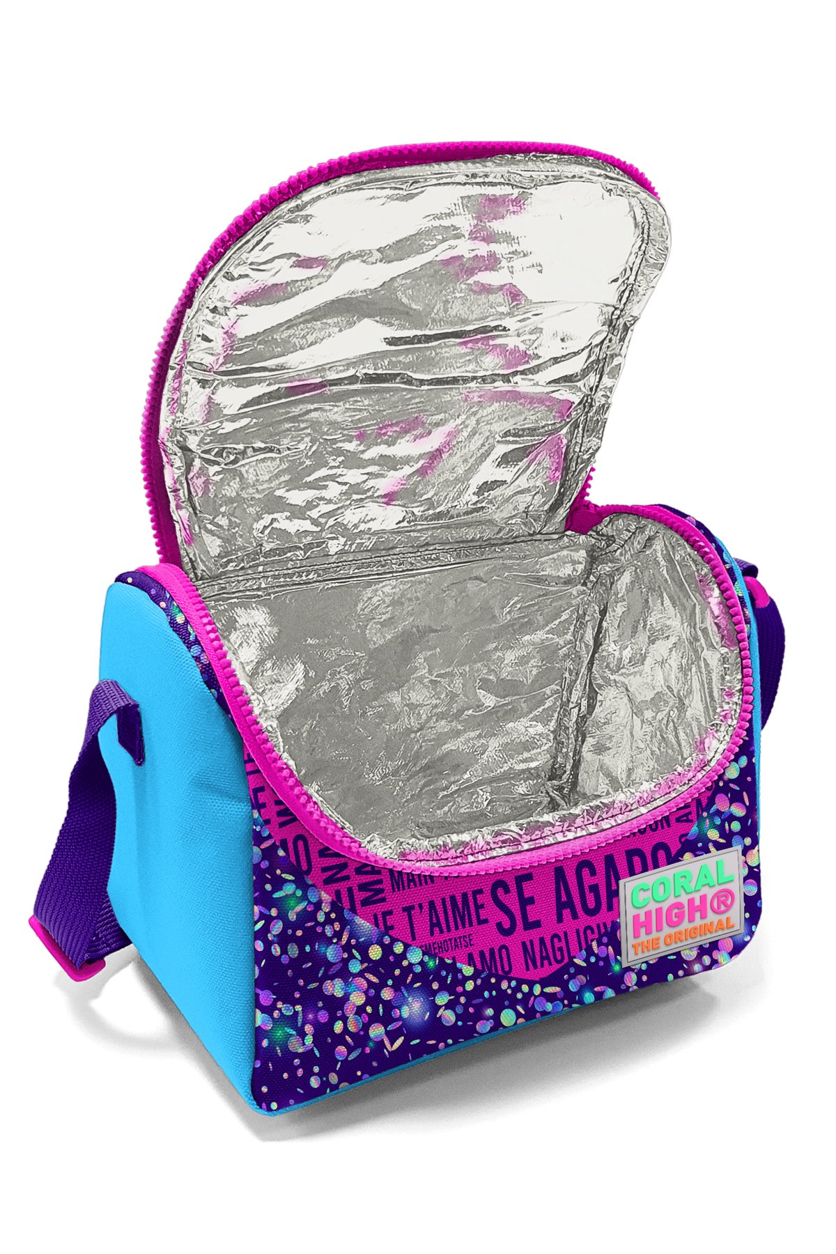 Coral High Kids Pembe Mor Kalp Desenli Thermo Beslenme Çantası 11740
