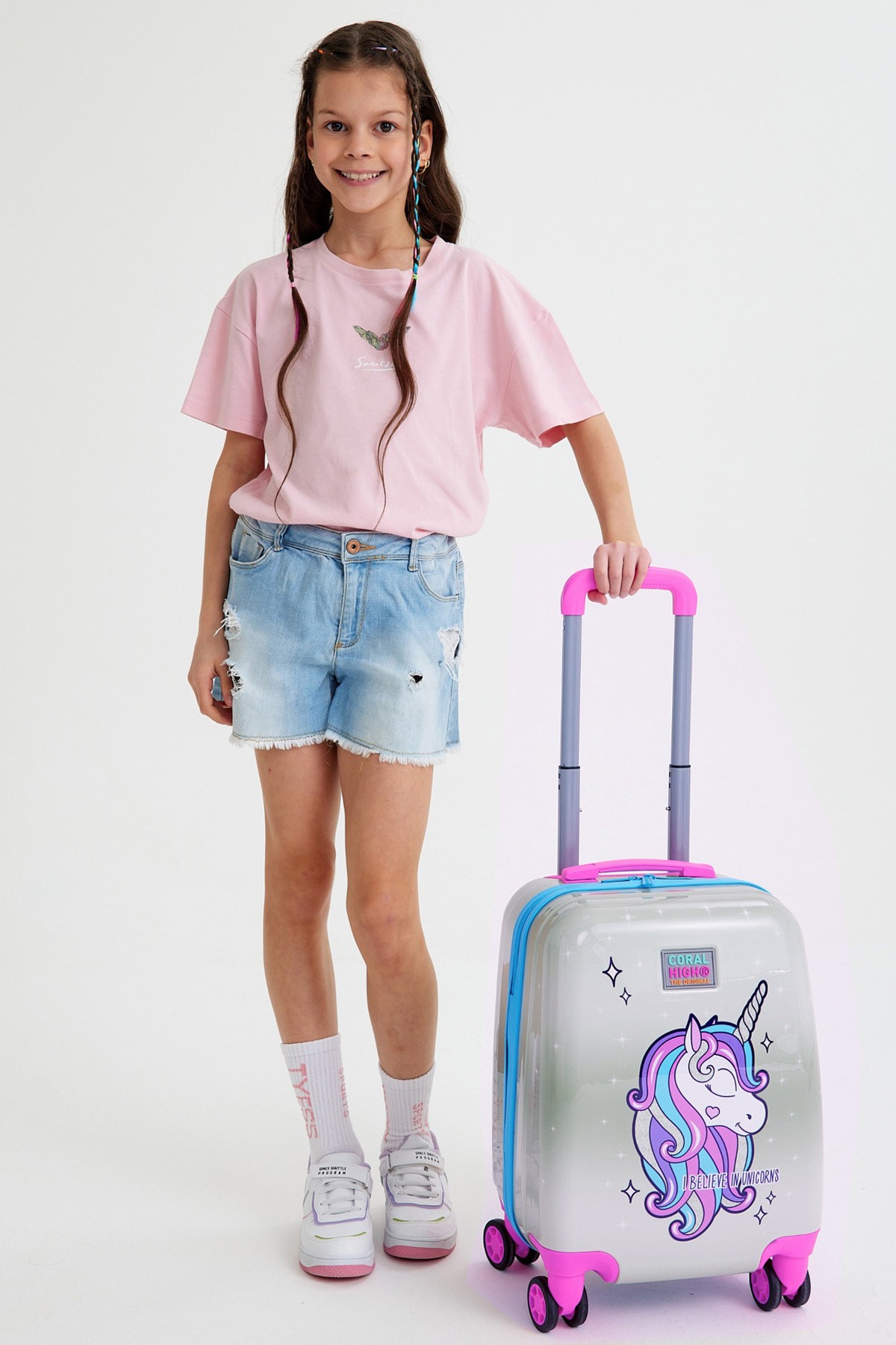 Coral High Kids Pembe Gümüş Unicorn Desenli Çocuk Valizi 16728