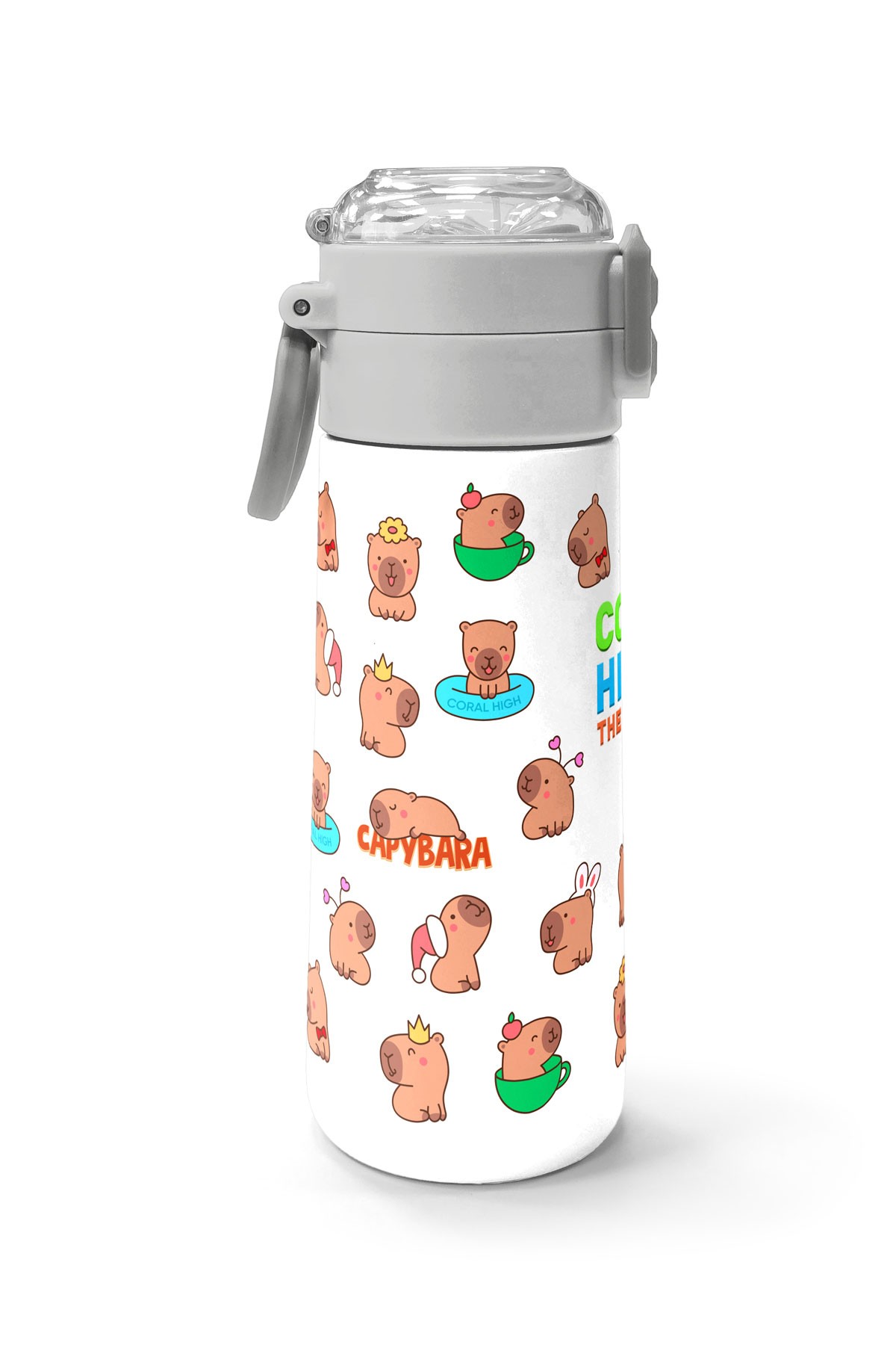 Coral High Kids Kapibara  Desenli Pipetli ve Direkt İçim Çelik Termos 500 ml 31794