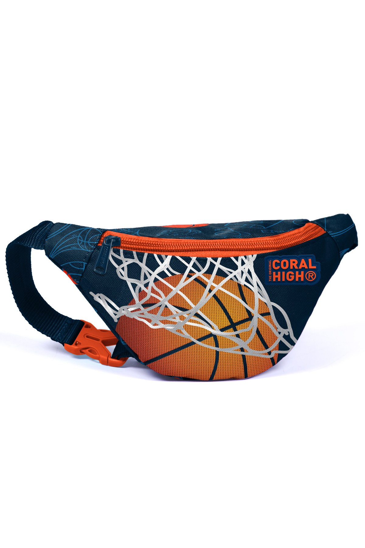 Coral High Kids Lacivert Turuncu Basketbol  Desenli Bel Çantası 22551