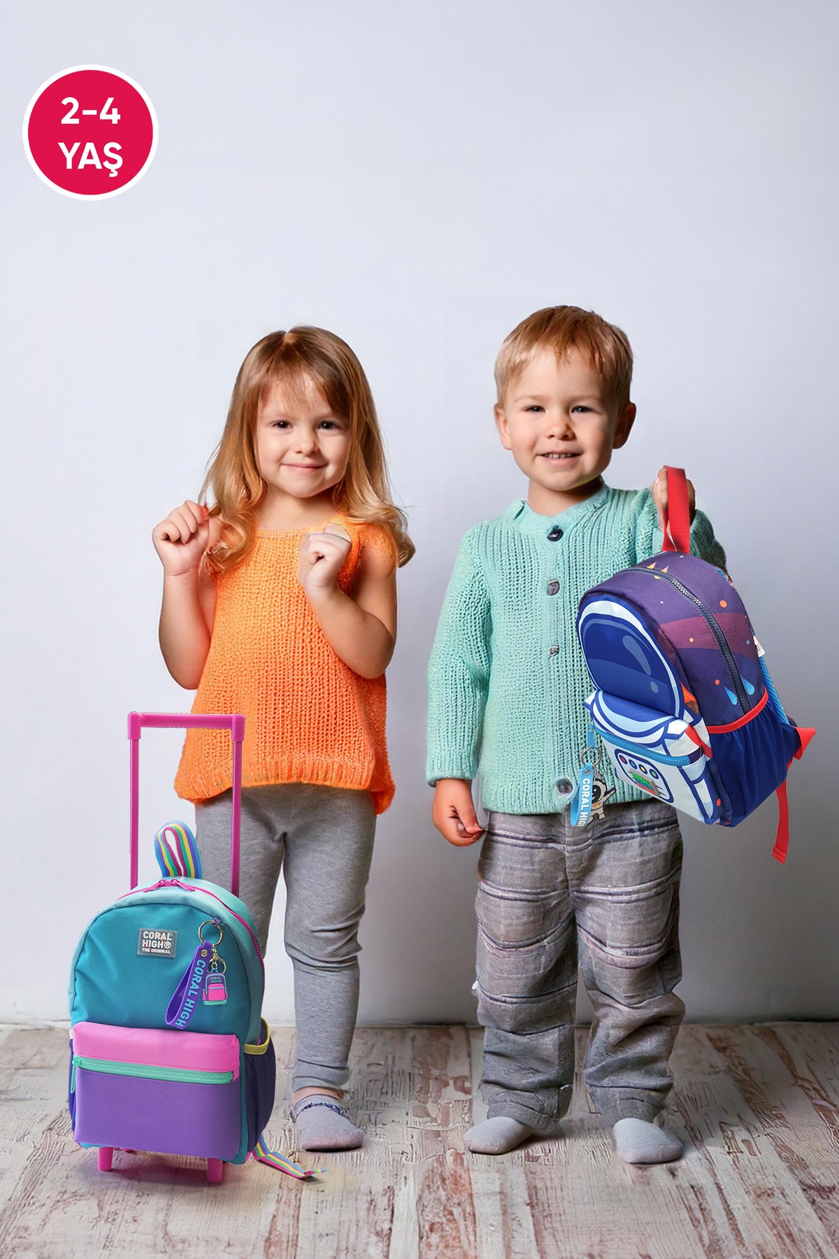 Minik Yuva Sırt Çantası Mor Pembe Kedi Desenli İki Bölmeli 23532