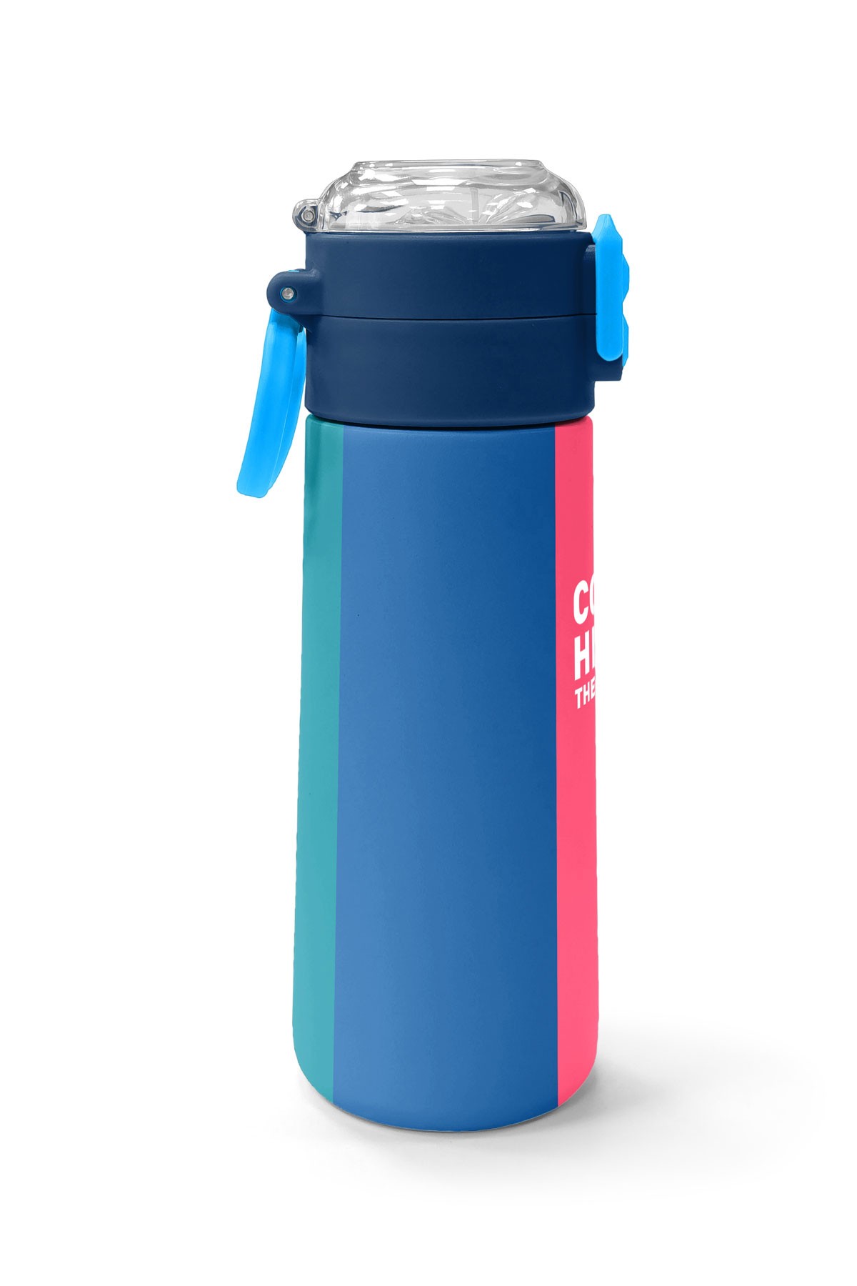 Coral High Kids Renkli Çizgili Desenli Pipetli ve Direkt İçim Çelik Termos 500 ml 31879