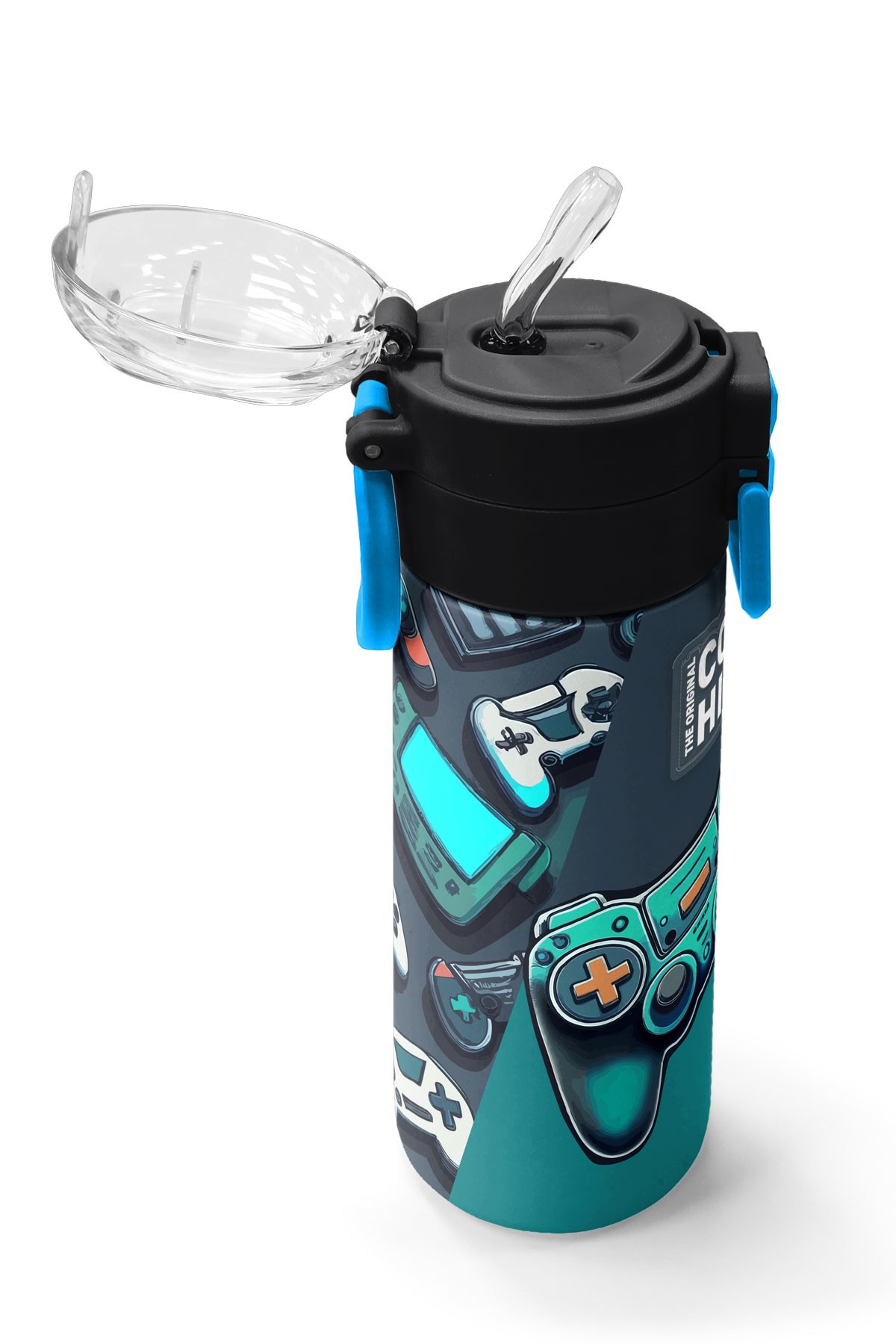 Coral High Kids Nefti Gamer Desenli Pipetli ve Direkt İçim Çelik Termos 500 ml 31861