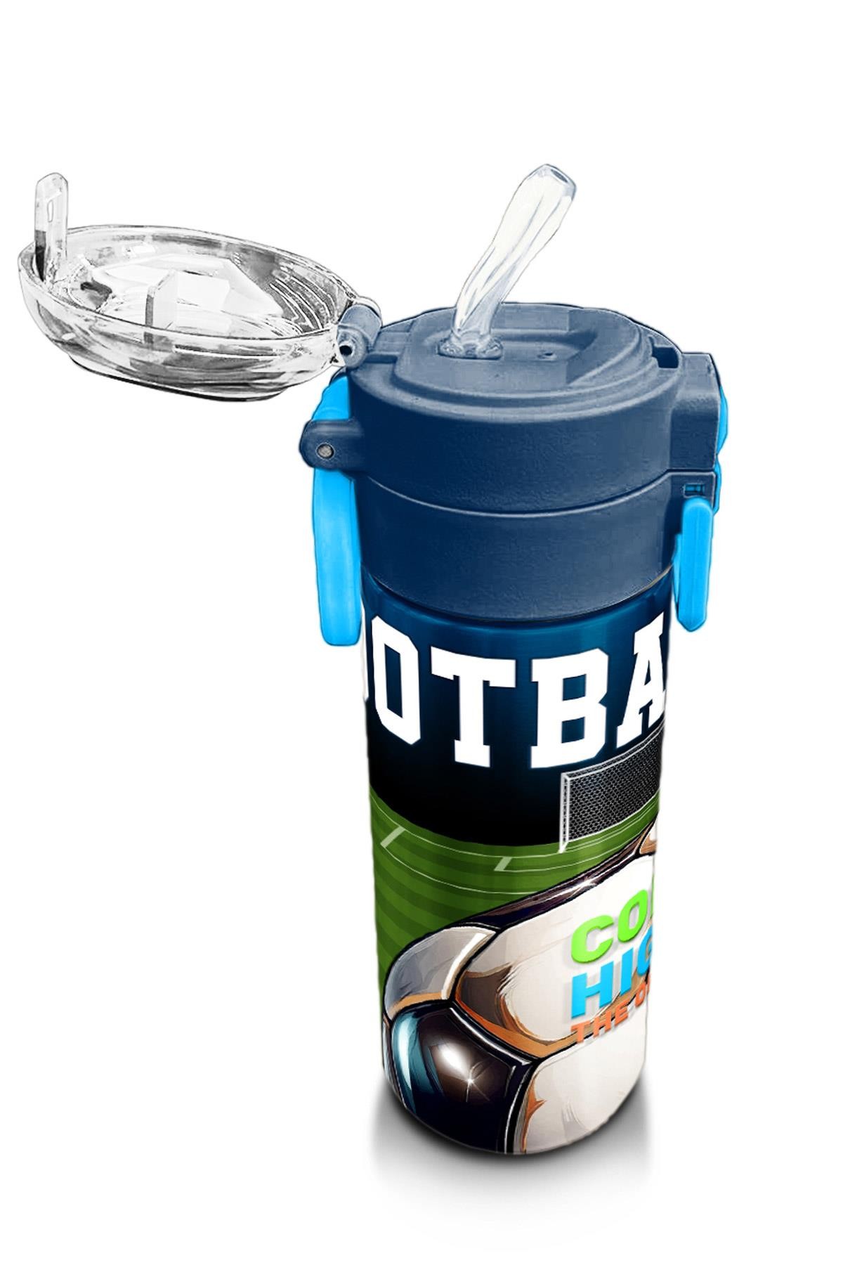 Coral High Kids Lacivert Futbol Desenli Pipetli ve Direkt İçim Çelik Termos 500 ml 31995