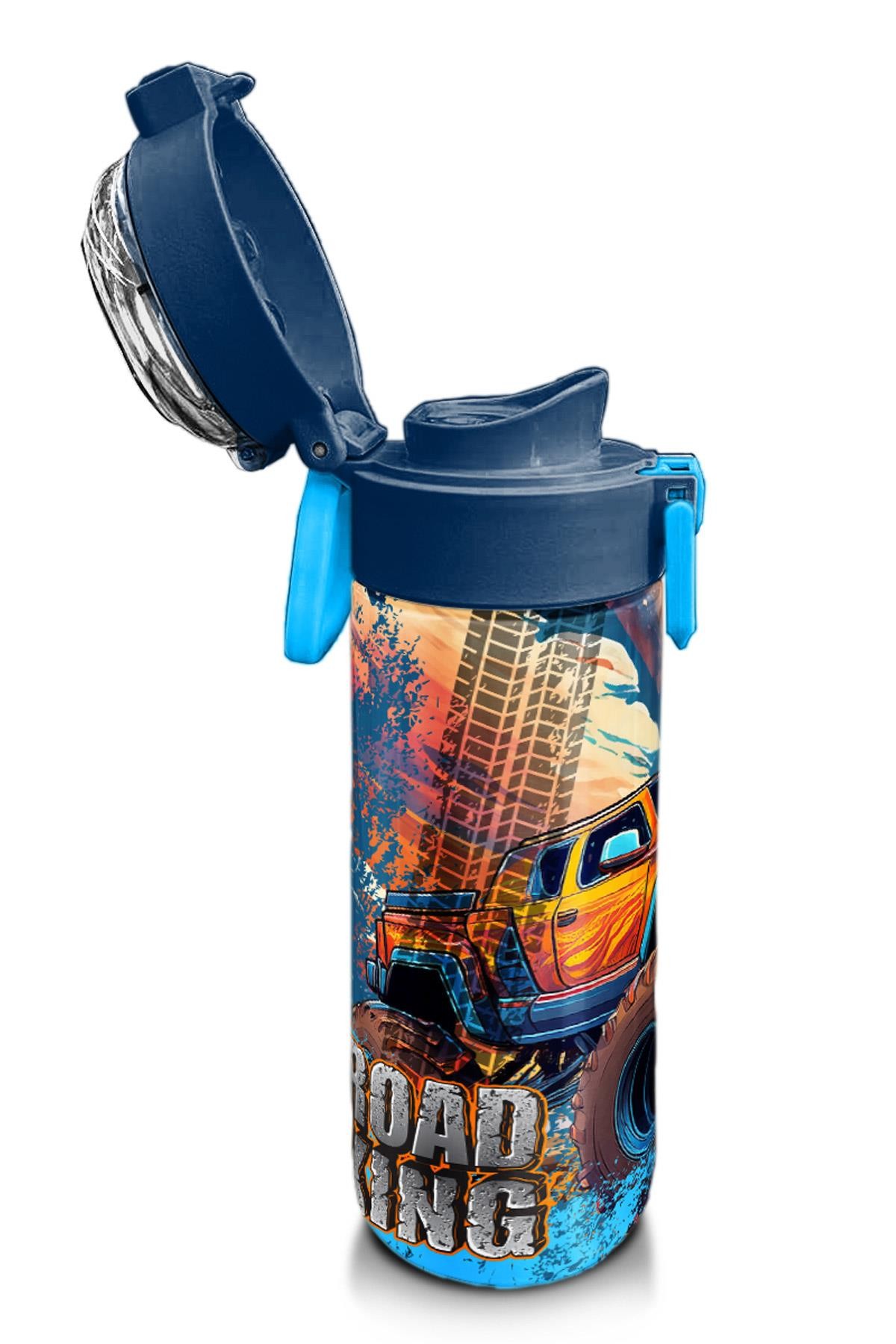 Coral High Kids Turuncu High Wheels Truck Desenli Pipetli ve Direkt İçim Çelik Termos 500 ml 31994