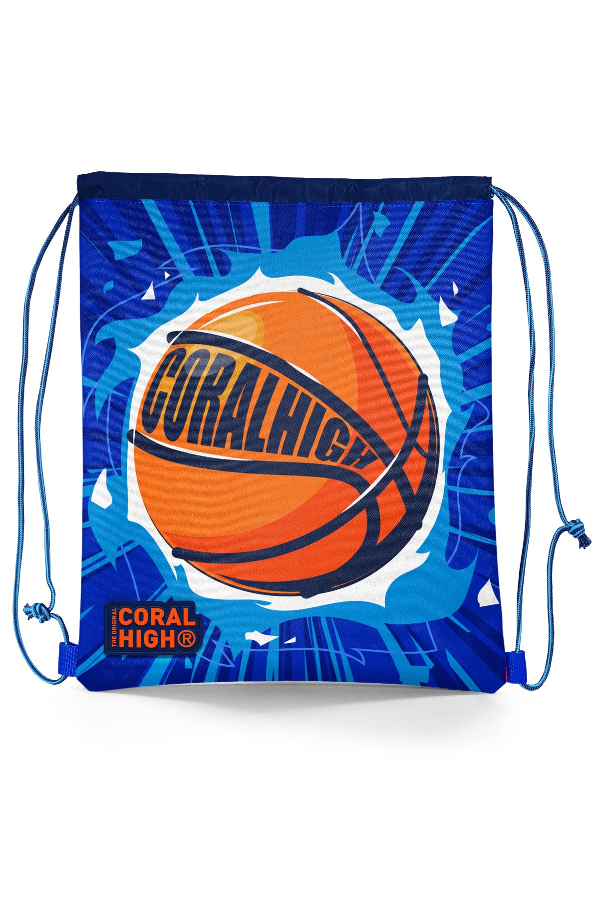 Coral High Kids Lacivert Mavi Basketbol Desenli İpli Büzgülü Sırt Çantası 22479