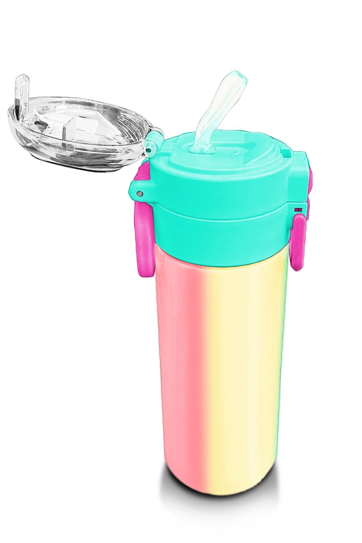 Coral High Kids Renkli Çizgili Pipetli ve Direkt İçim Çelik Termos 500 ml 31844