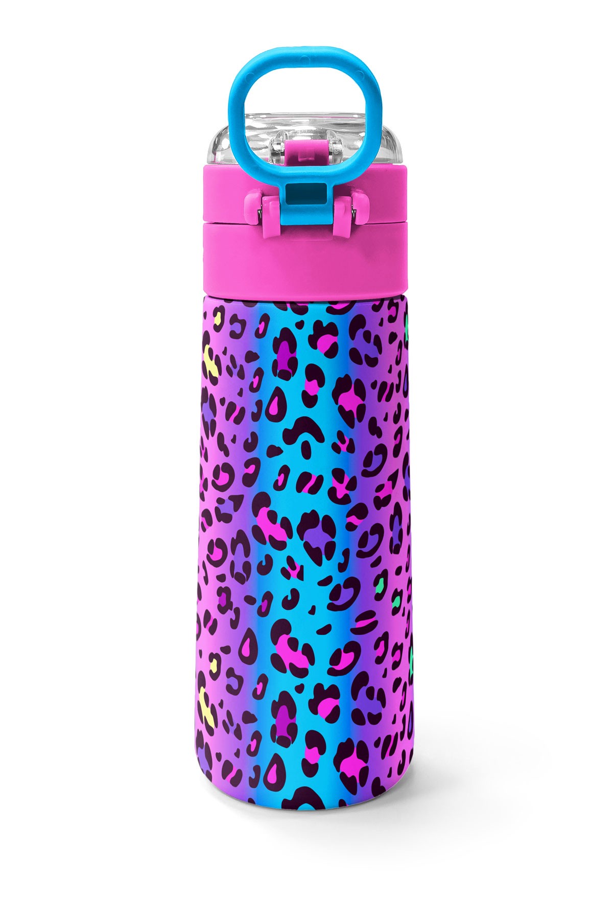 Coral High Kids Renkli Leopar Desenli Pipetli ve Direk İçimli Paslanmaz Çelik Termos 500 ML 31985