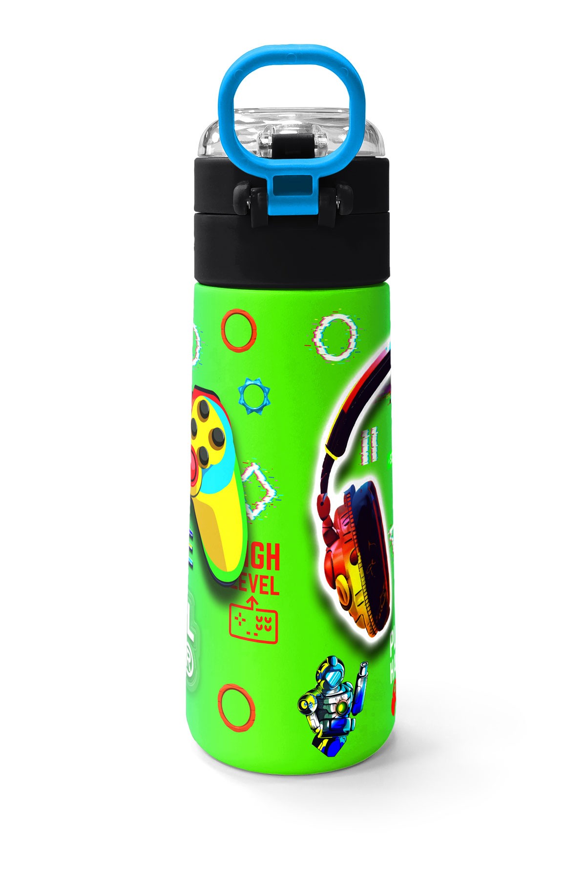 Coral High Kids Kulaklık Game Desenli Pipetli ve Direkt İçim Çelik Termos 500 ml 31841