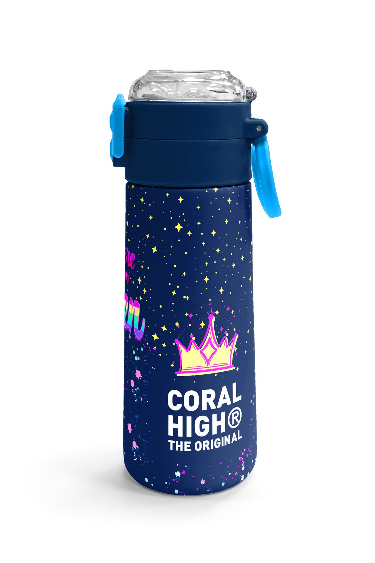 Coral High Kids Çok Renkli Lacivert Desenli Pipetli ve Direkt İçim Çelik Termos 500 ml 31848