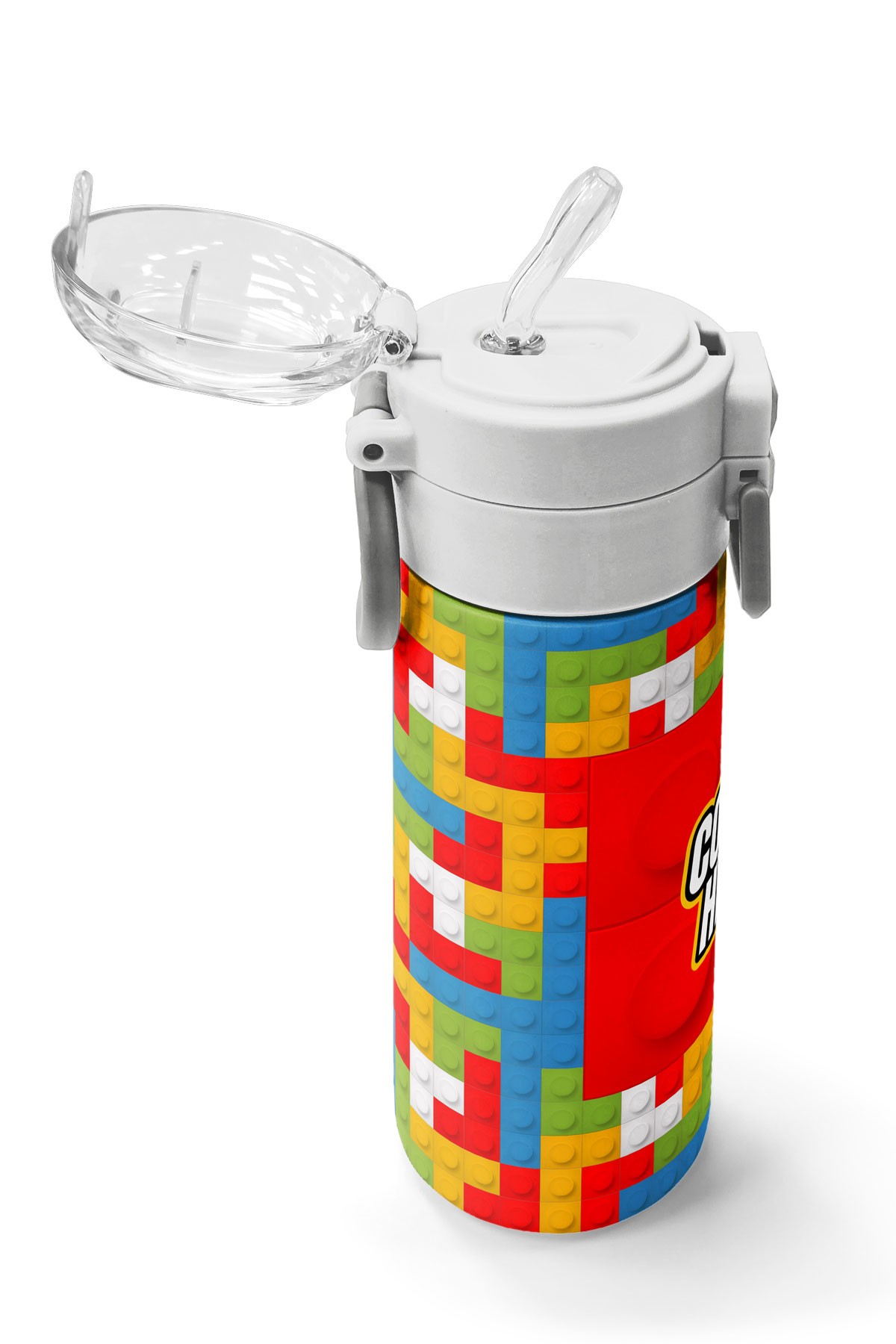 Coral High Kids Blok Desenli Pipetli ve Direkt İçim Çelik Termos 500 ml 31991