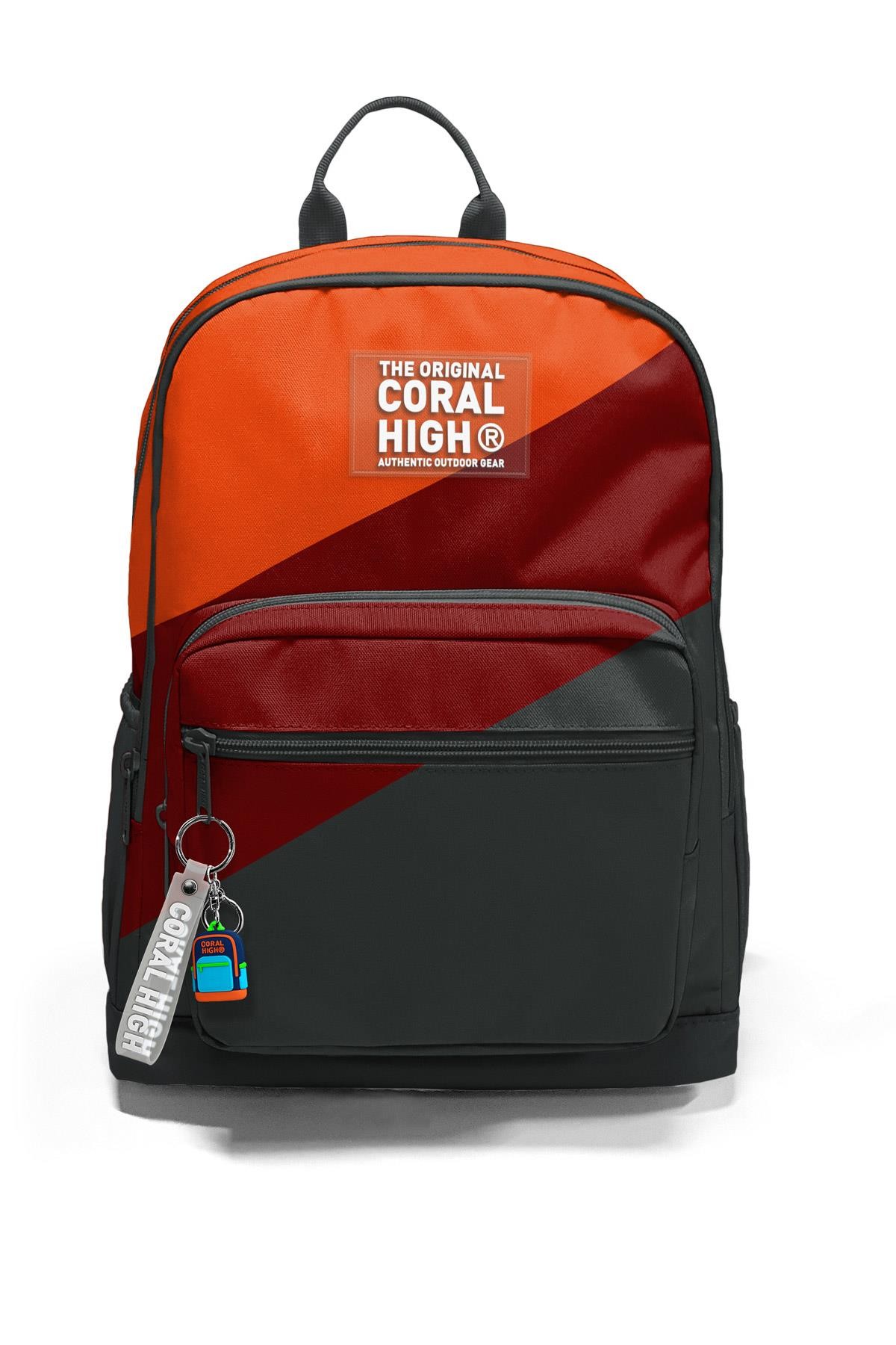 Coral High Koyu Gri Turuncu Bordo Renkli Okul Sırt Çantası 23692