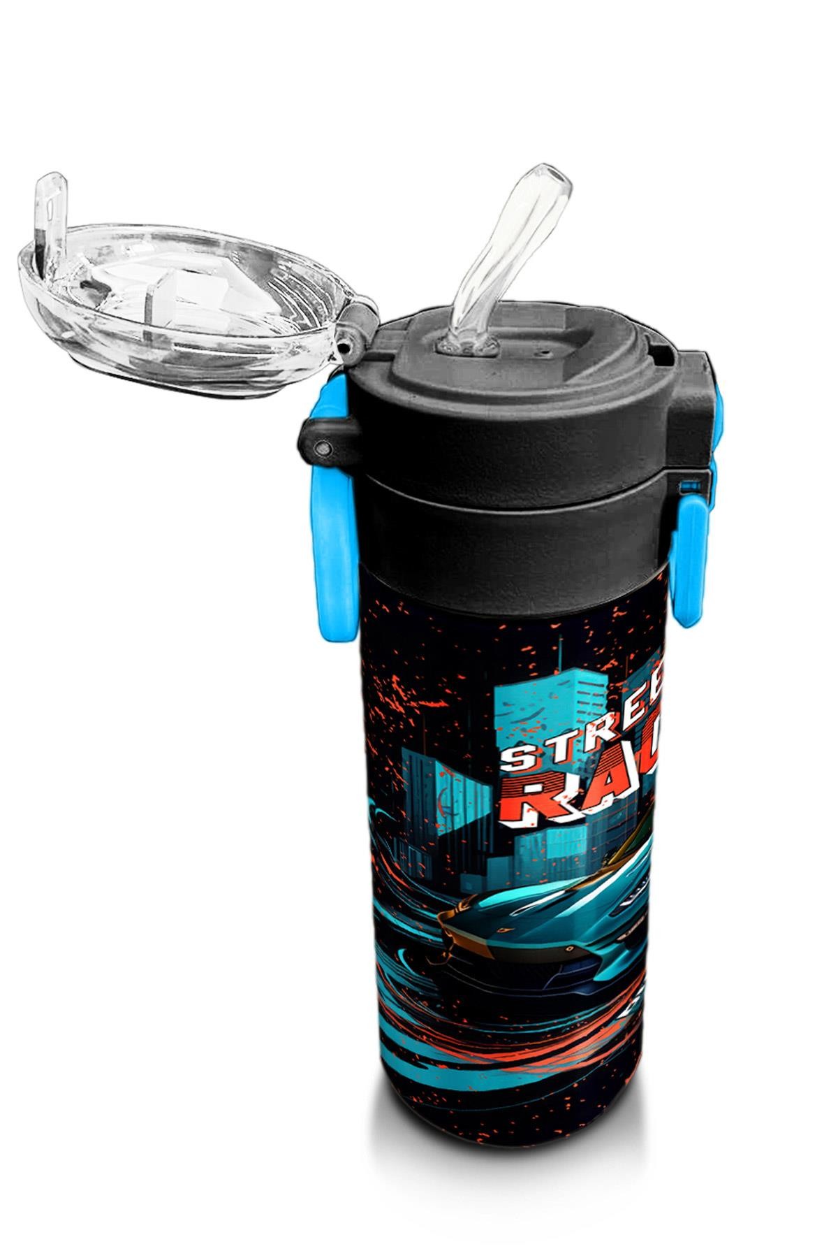 Coral High Kids Nefti Yarış Arabası Desenli Pipetli ve Direkt İçim Çelik Termos 500 ml 31966