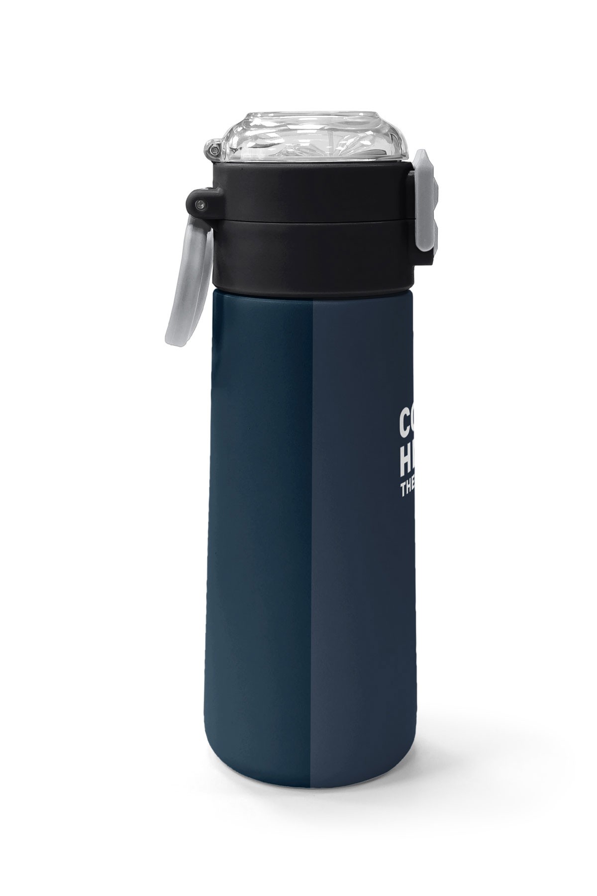 Coral High Kids Lacivert Turuncu Çizgili Pipetli ve Direkt İçim Çelik Termos 500 ml 31998
