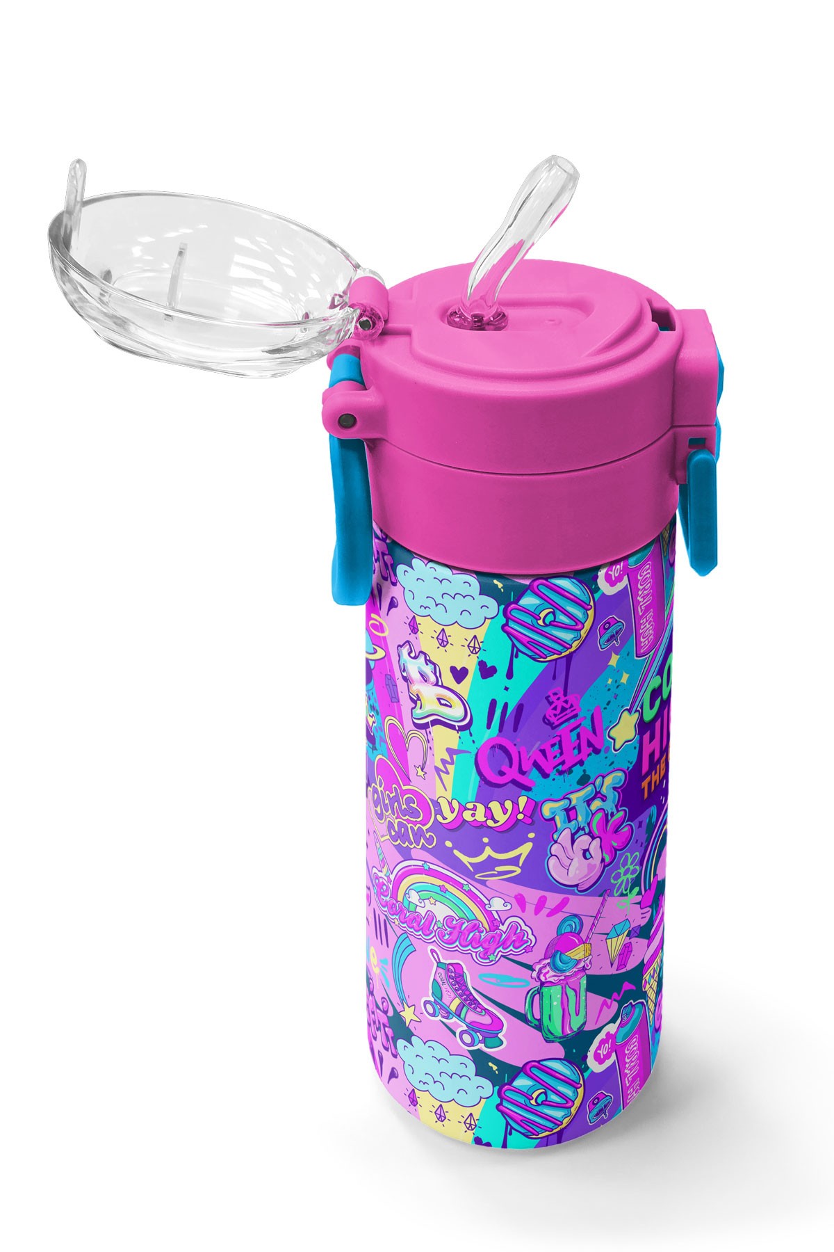 Coral High Kids Grafiti Desenli Pipetli ve Direkt İçim Çelik Termos 500 ml 31961