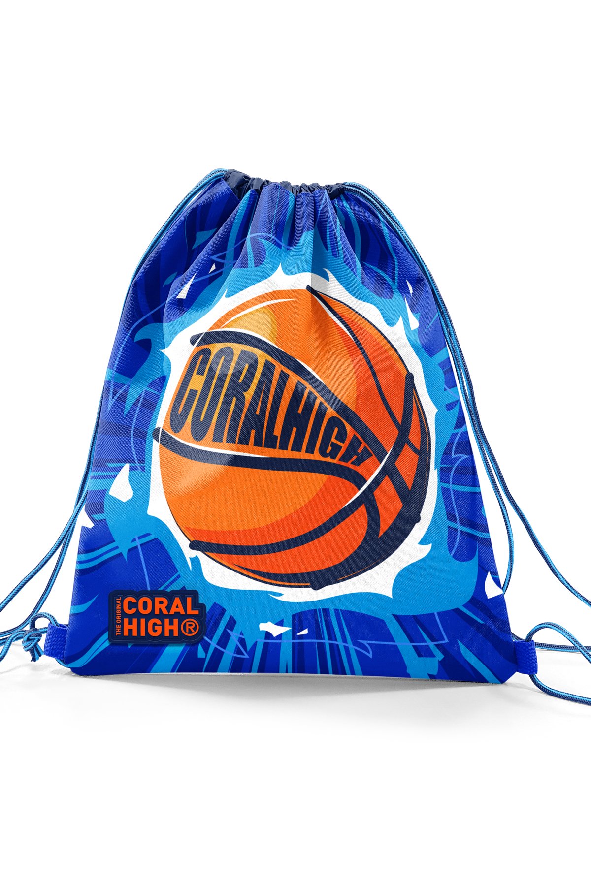 Coral High Kids Lacivert Mavi Basketbol Desenli İpli Büzgülü Sırt Çantası 22479