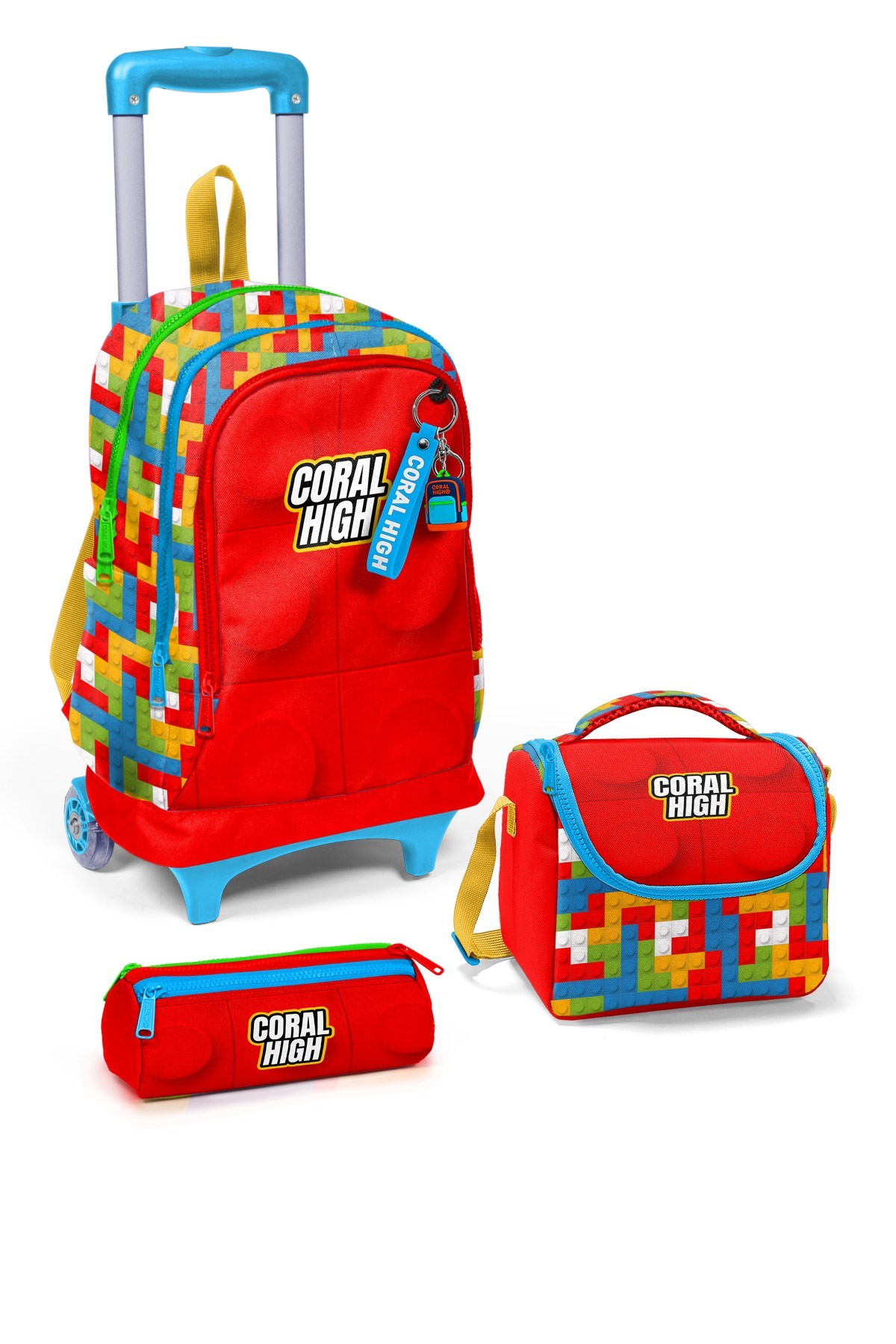 Coral High Kids Renkli Blok Desenli 3’lü Okul Çanta Seti SET0123975