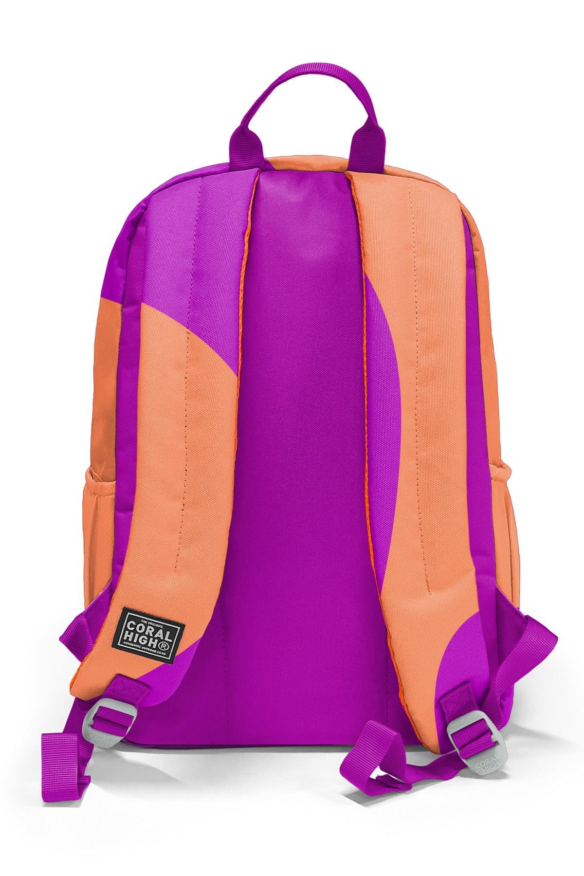 Coral High Koyu Pembe Turuncu Desenli Okul Sırt Çantası 23684