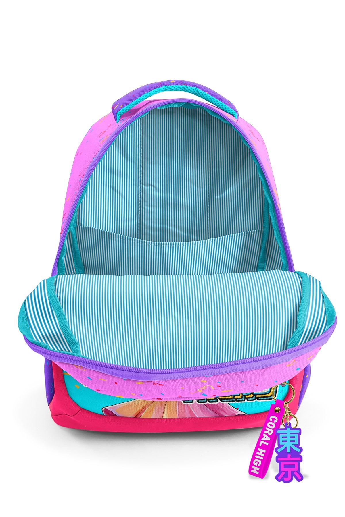 Coral High Kids Pembe Turkuaz K-Pop Desenli 3’lü Okul Çanta Seti SET0114427