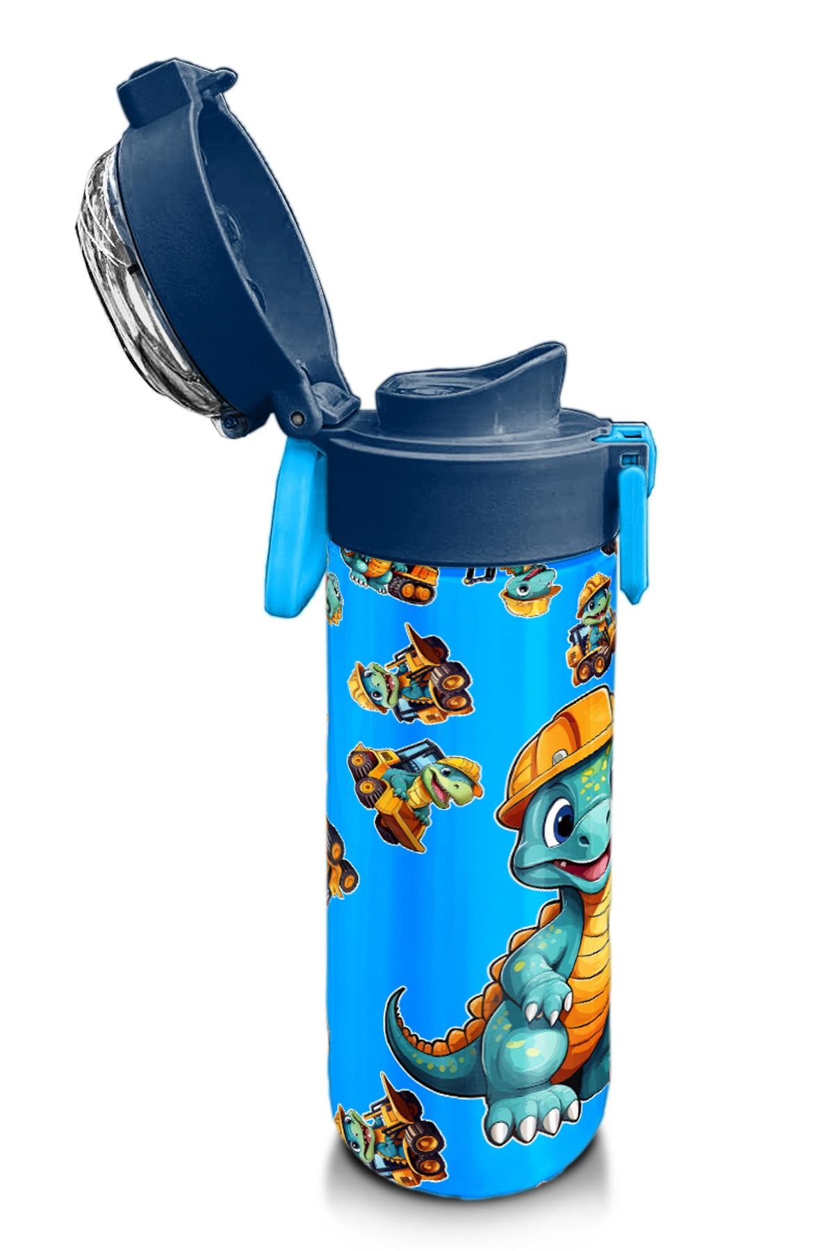 Coral High Kids Mavi Dinozor Desenli Pipetli ve Direkt İçim Çelik Termos 500 ml 31799