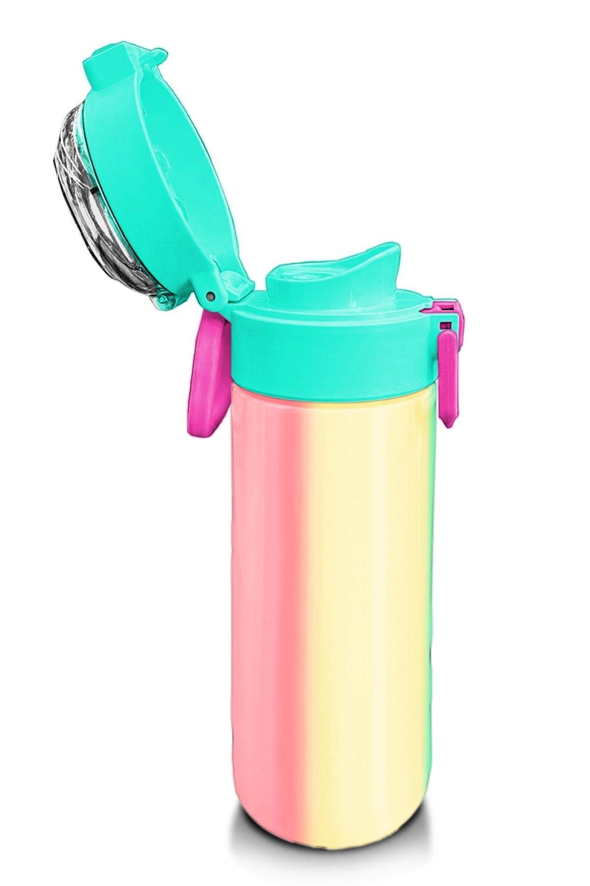 Coral High Kids Renkli Çizgili Pipetli ve Direkt İçim Çelik Termos 500 ml 31844