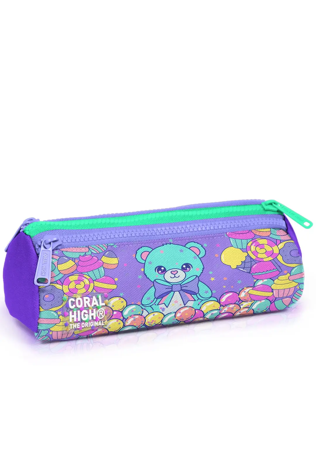 Coral High Kids Milka Candy Teddy Bear Patterned Three Compartment