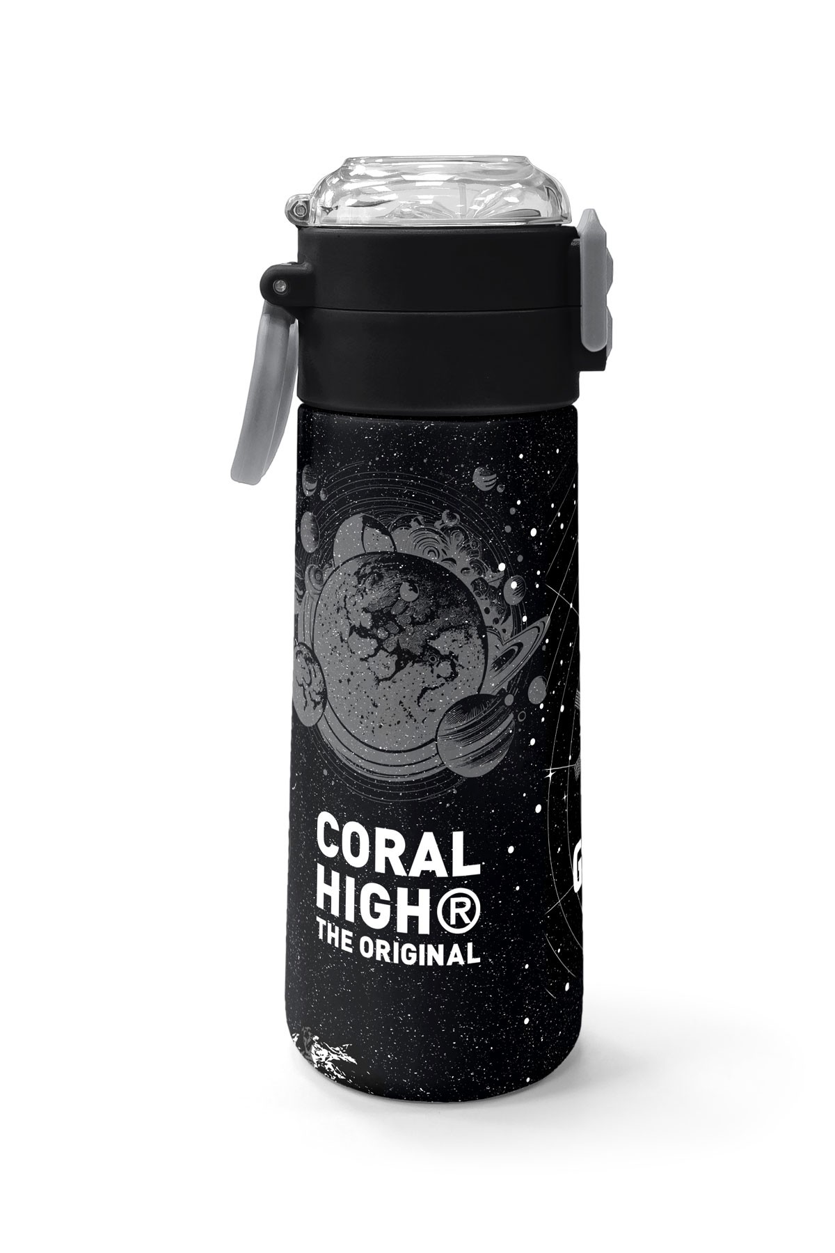 Coral High Kids Siyah Galaxy Desenli Pipetli ve Direkt İçim Çelik Termos 500 ml 31857
