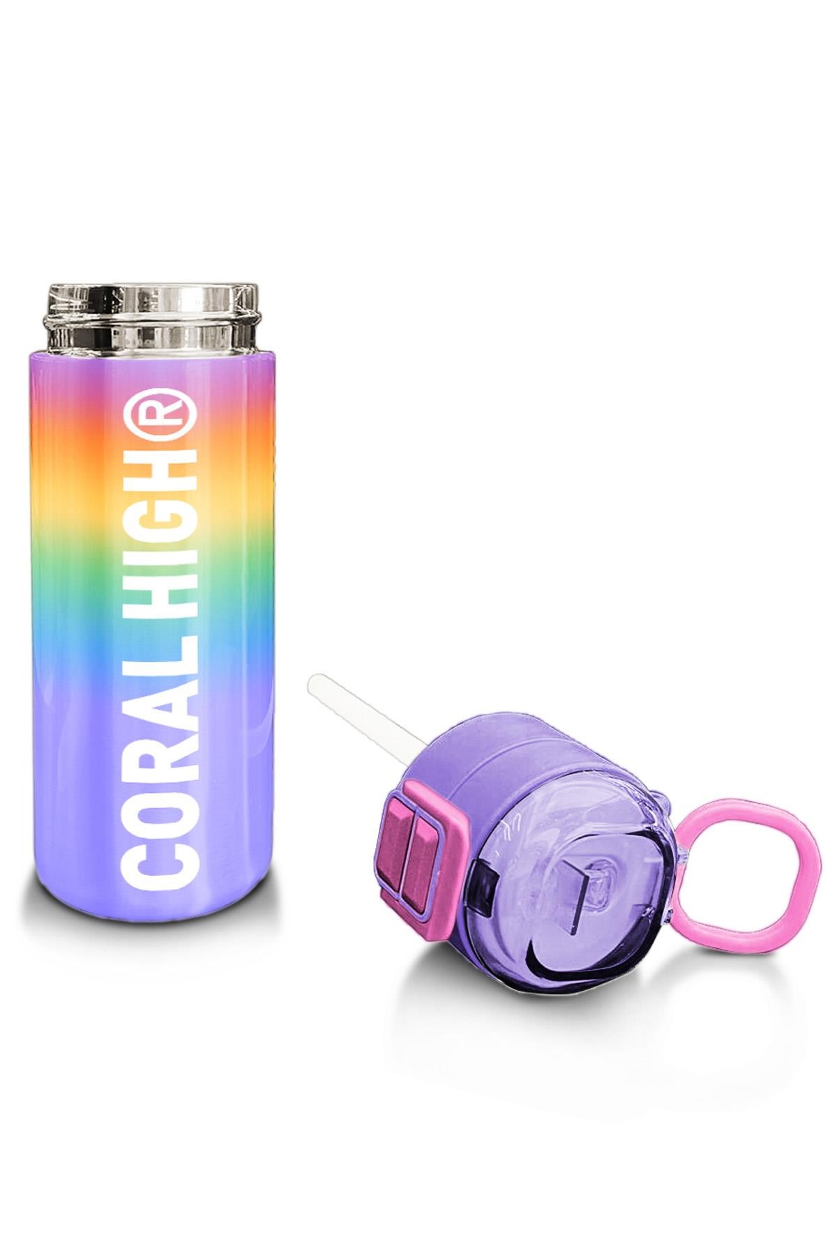 Coral High Kids Renk Geçişli Desenli Pipetli ve Direkt İçim Çelik Termos 500 ml 31863
