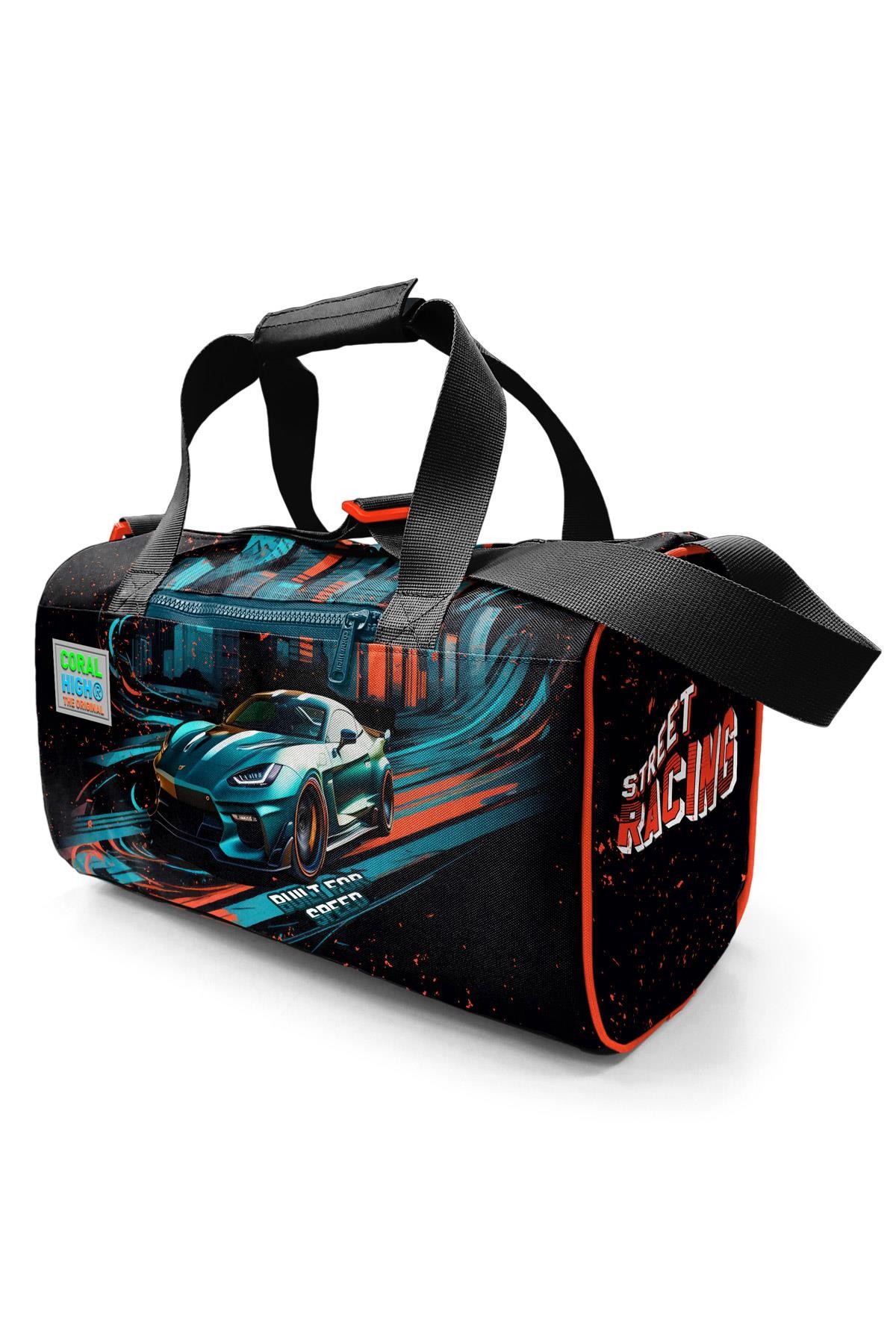 Coral High Siyah Nefti Yarış Arabası Desenli Spor Çantası 27516