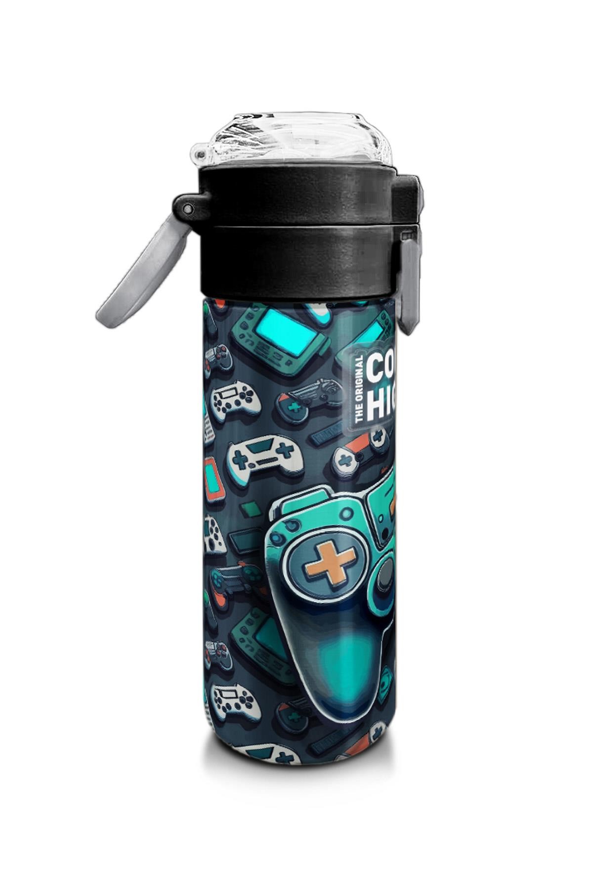 Coral High Kids Nefti Gamer Desenli Pipetli ve Direkt İçim Çelik Termos 500 ml 31861