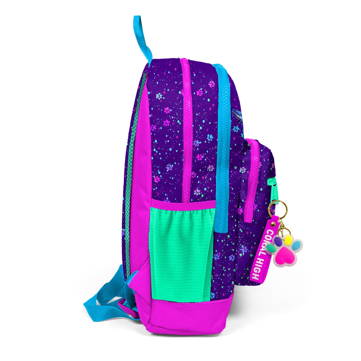 Coral High Kids Mor Pembe Kedi Desenli Dört Bölmeli USB'li Okul Sırt Çantası 23832