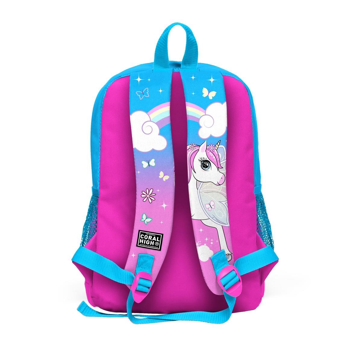 Coral High Kids Mavi Neon Pembe Unicorn Desenli 3’lü Okul Çanta Seti SET0123711