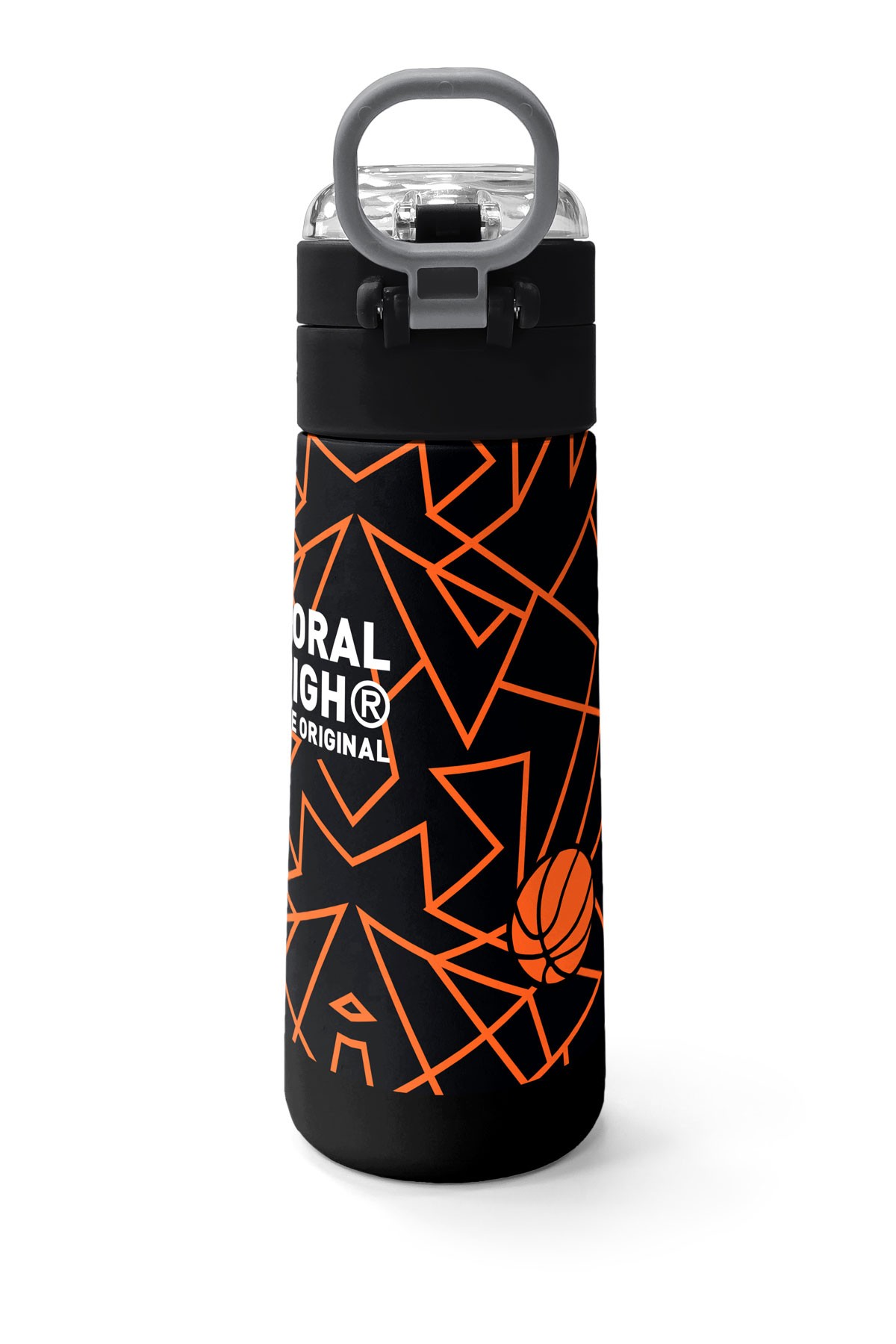 Coral High Kids Siyah Basketbol Desenli Pipetli ve Direkt İçim Çelik Termos 500 ml 31852