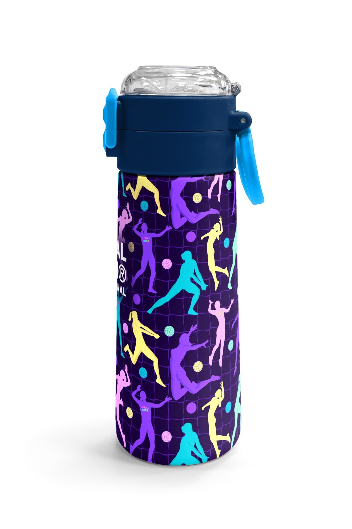 Coral High Kids Mor Voleybol Desenli Pipetli ve Direkt İçim Çelik Termos 500 ml 31849