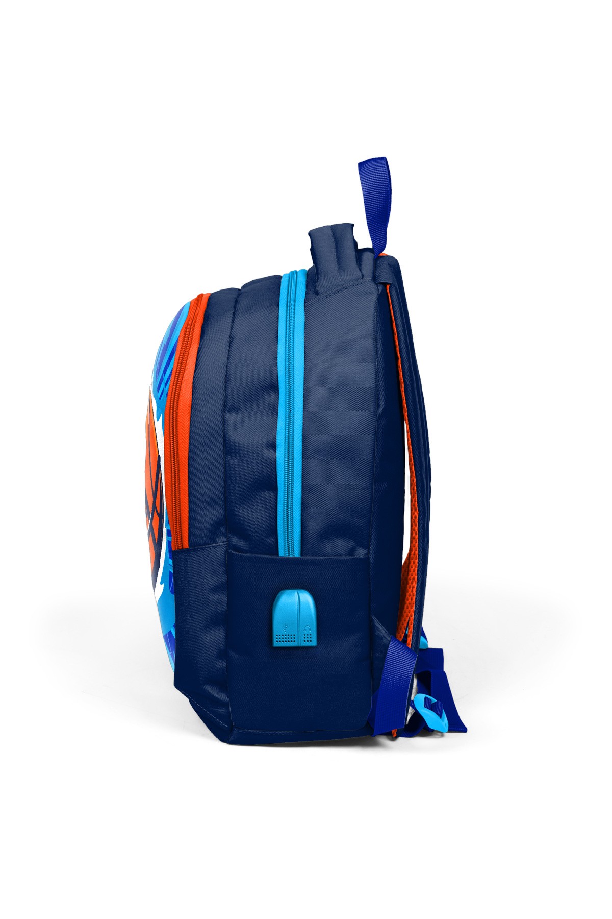 Coral High Kids Lacivert Mavi Basketbol Top Desenli Üç Bölmeli USB'li Okul Sırt Çantası 24318