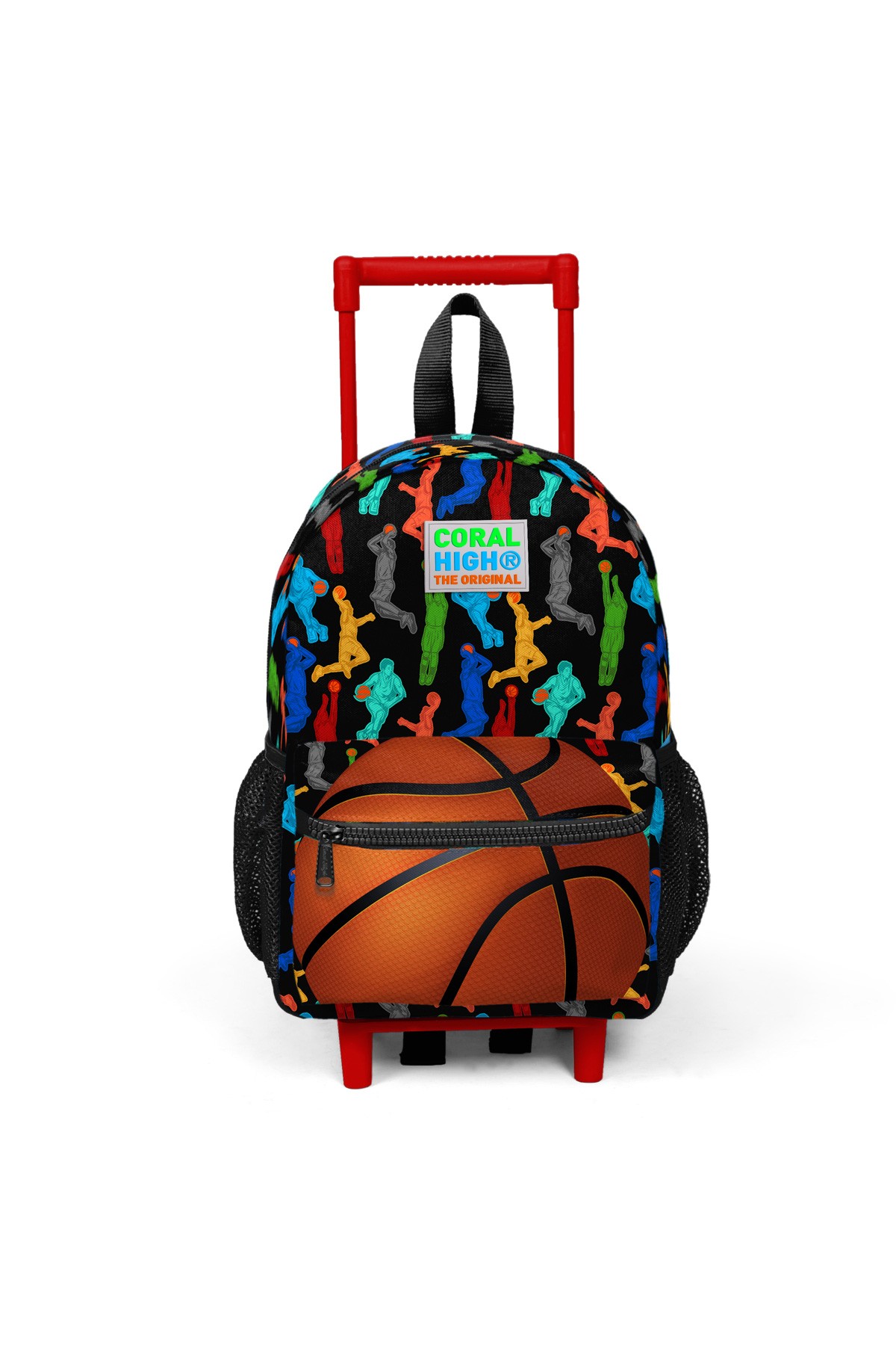Minik Yuva Çekçekli Sırt Çantası Siyah Basketbol  Desenli İki Bölmeli  24011
