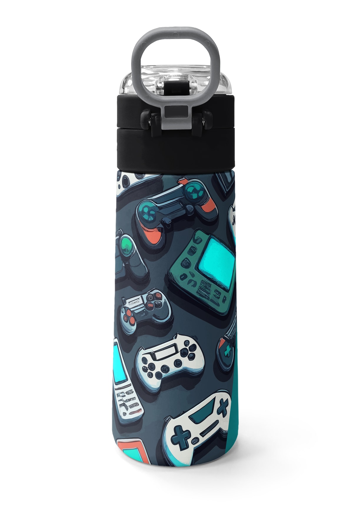 Coral High Kids Nefti Gamer Desenli Pipetli ve Direkt İçim Çelik Termos 500 ml 31861