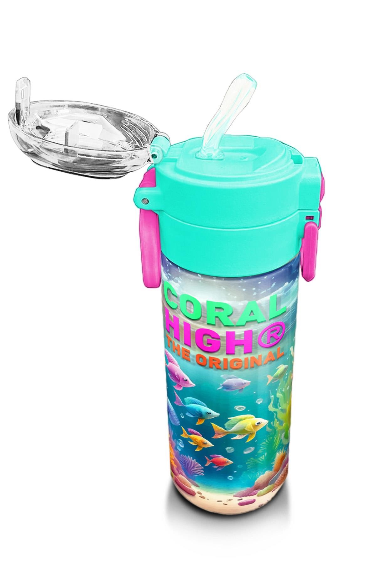 Coral High Kids Denizatı Desenli Pipetli ve Direkt İçim Çelik Termos 500 ml 31988