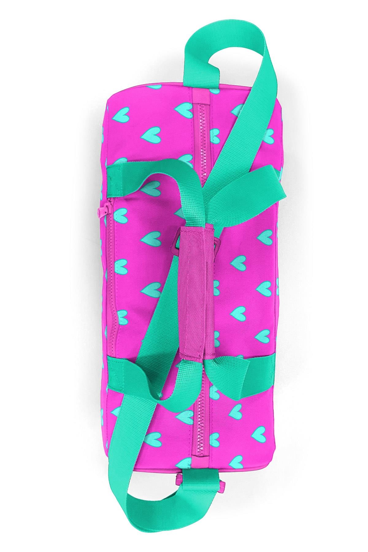 Coral High Neon Pembe Su Yeşili Kalp Desenli Spor Çantası 27513